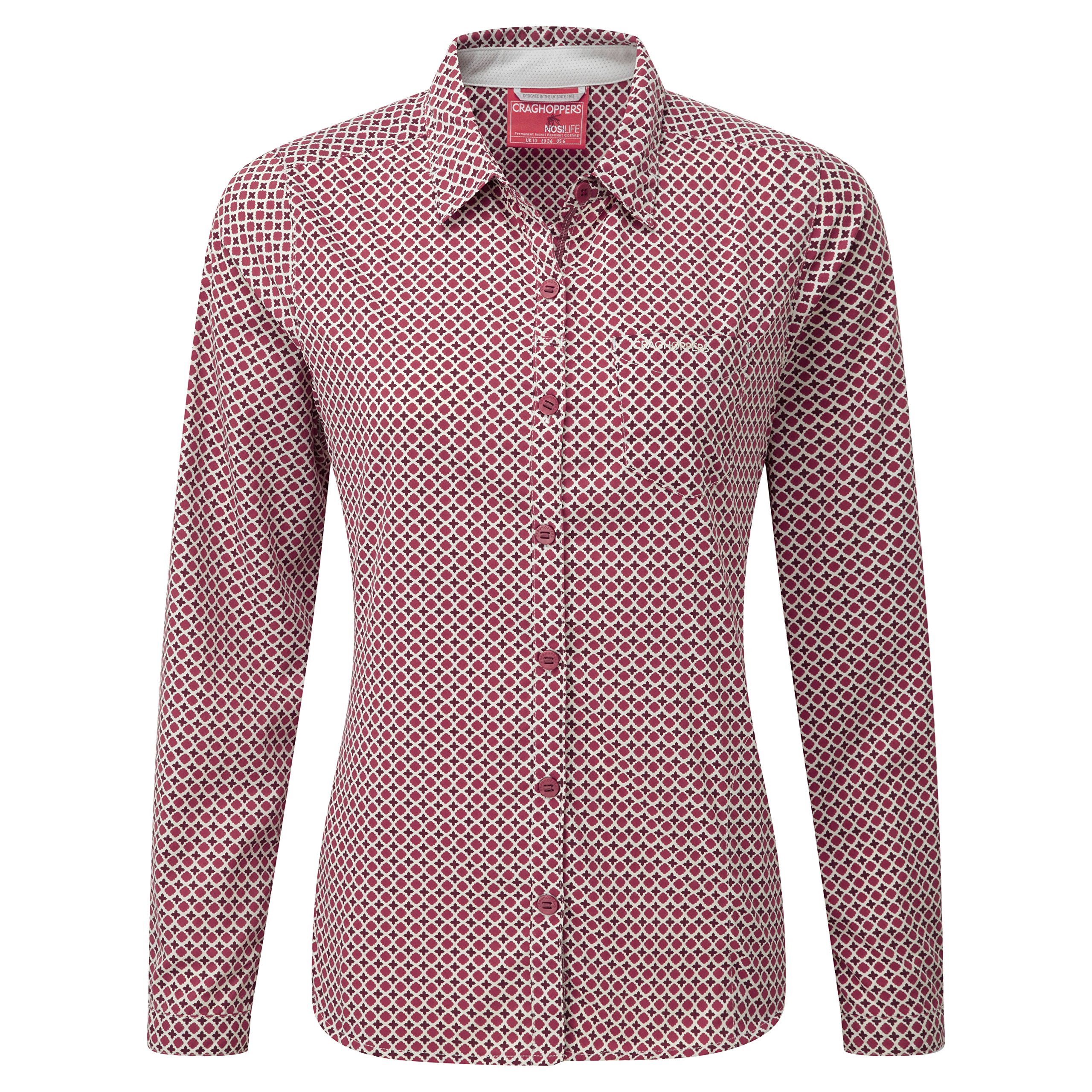 Craghoppers NosiLife Olive Long Sleeve Shirt - Insect Repellent Travel & Outdoor Hiking Shirt for Men & Women