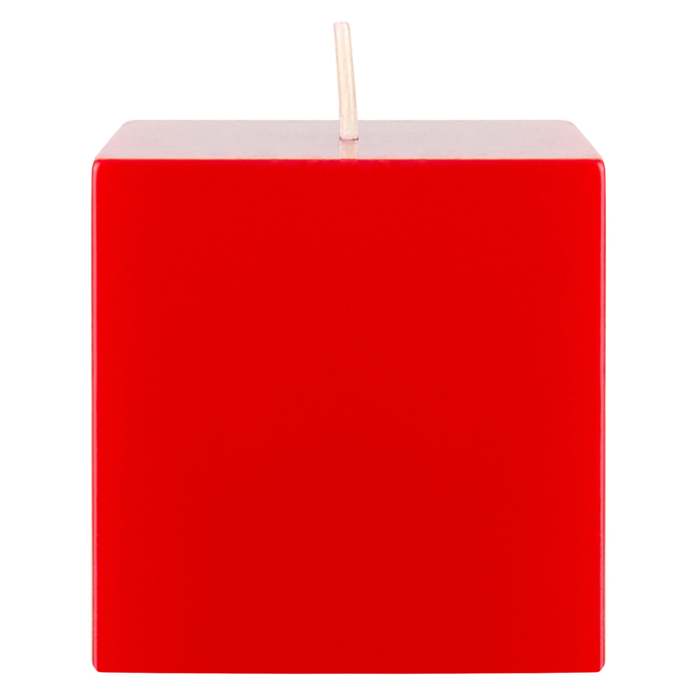 Premium Unscented Red Square Pillar Candle - 3x3 Inch Hand-Poured Wax for Home Decor, Weddings, Birthdays & Holidays - Elegant Centerpiece for Parties, Celebrations & Romantic Dinners