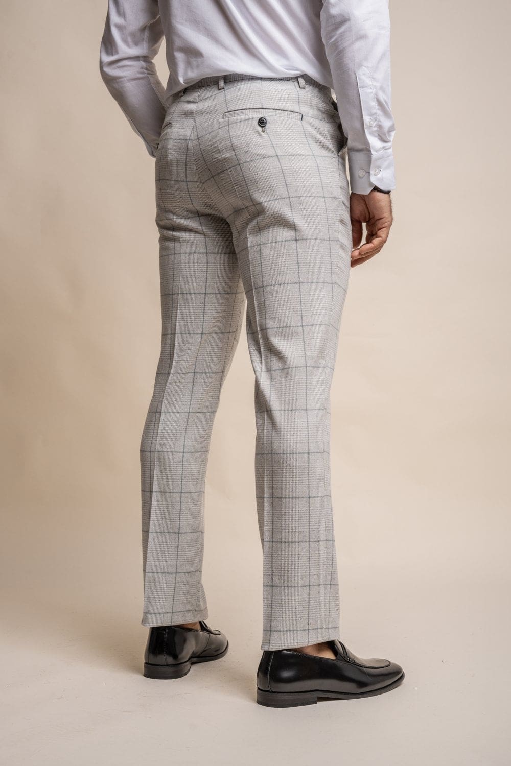 Cavani Radika Light Grey Check Tweed Pants for Women - Classic Office Trousers, Business Casual Work Pants, Comfortable and Stylish for Professional Wear