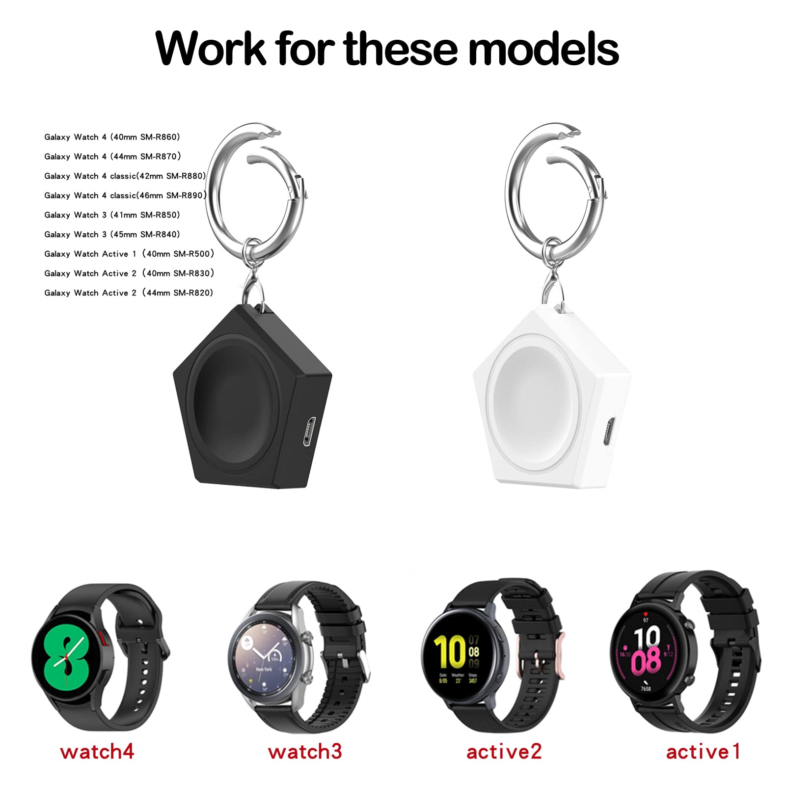 Replacement Charging Dock for Samsung Galaxy Watch 4 (40mm SM-R860 & 44mm) - Type C Micro Smartwatch Charger Stand Adapter | Fast Charging Station for Home, Office & Travel