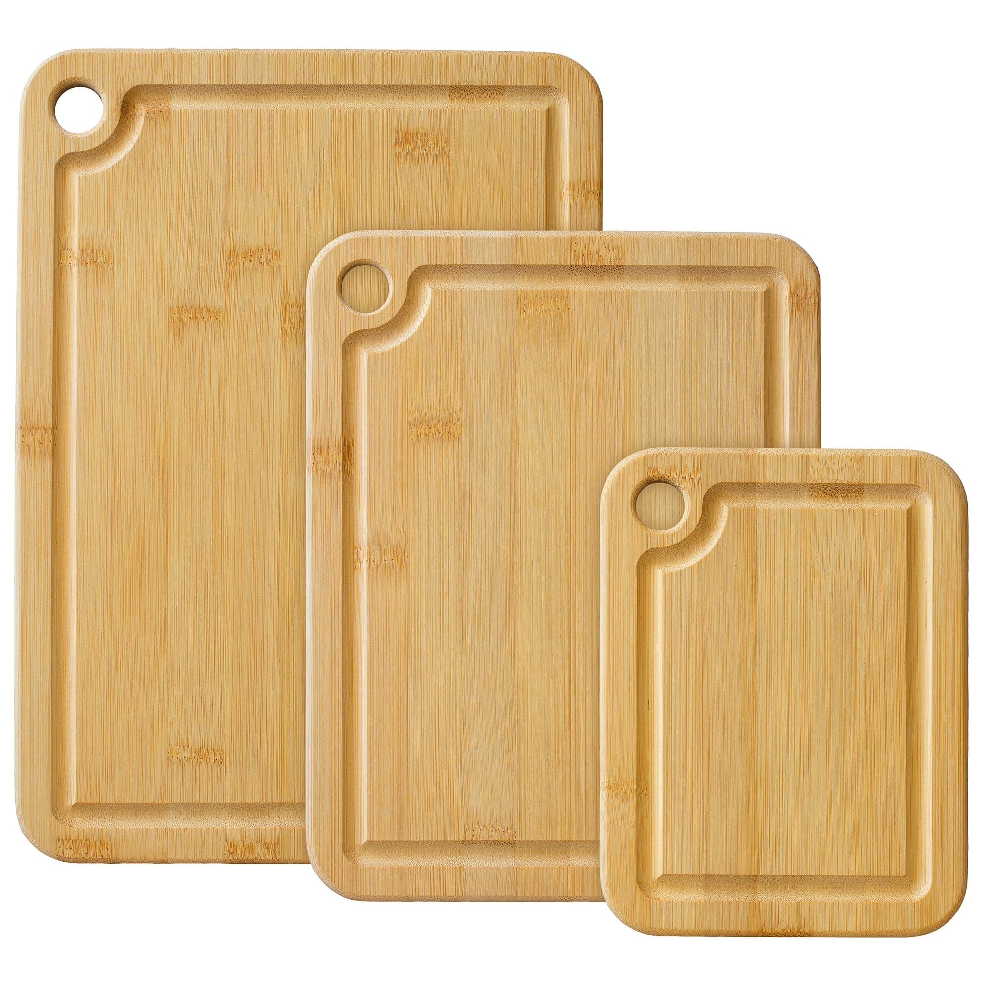 Premium 3-Piece Bamboo Cutting Board Set with Juice Grooves - Durable, Eco-Friendly Kitchen Essentials for Chopping, Slicing & Serving - Perfect for Home Cooks & Professional Chefs