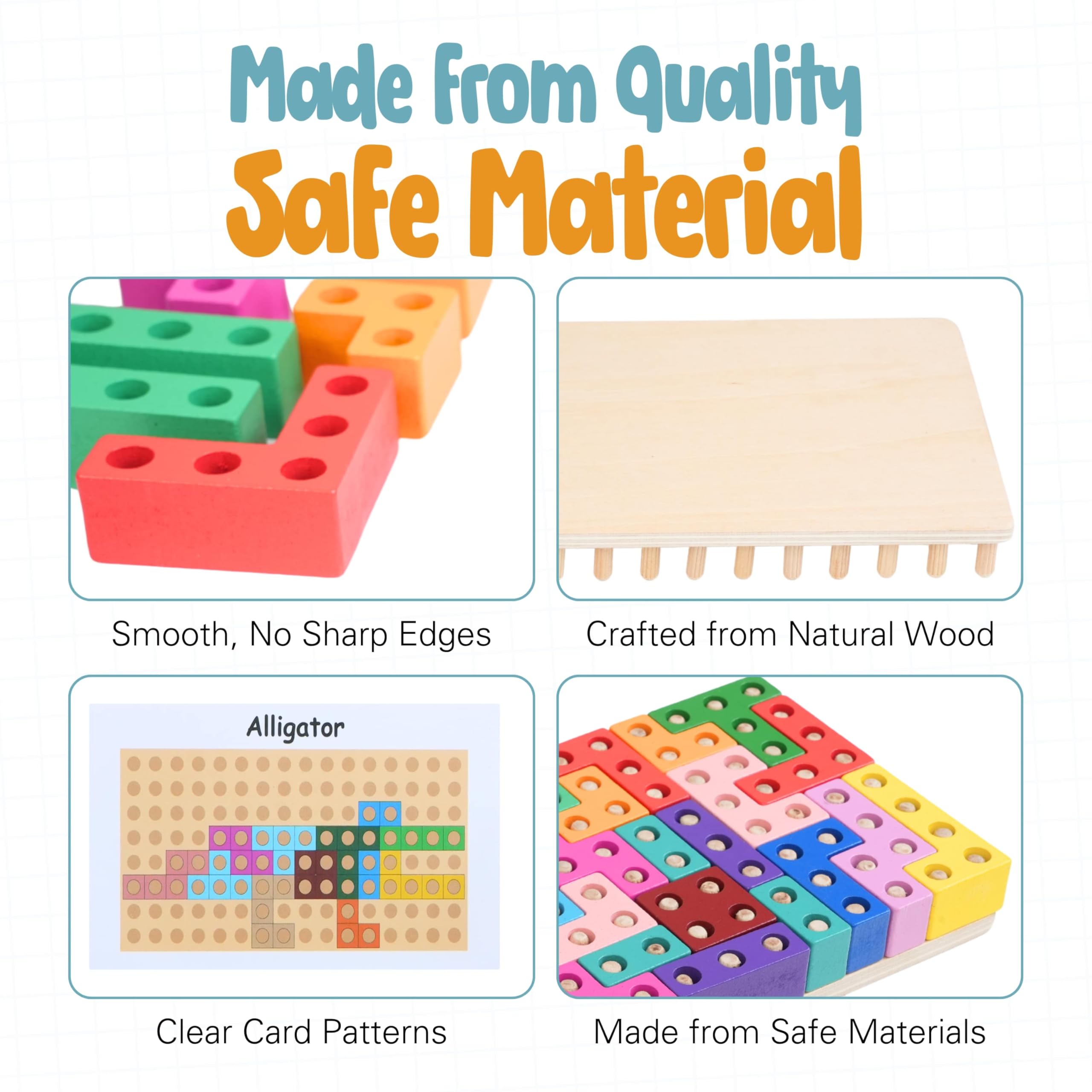 Montessori Wooden Animal Block Puzzle for Kids Ages 4+ | Spatial Intelligence Learning Toy | 60 Design Cards & Peg Puzzle for Creative Play | Perfect for Homeschooling, Classroom & Early Childhood Development