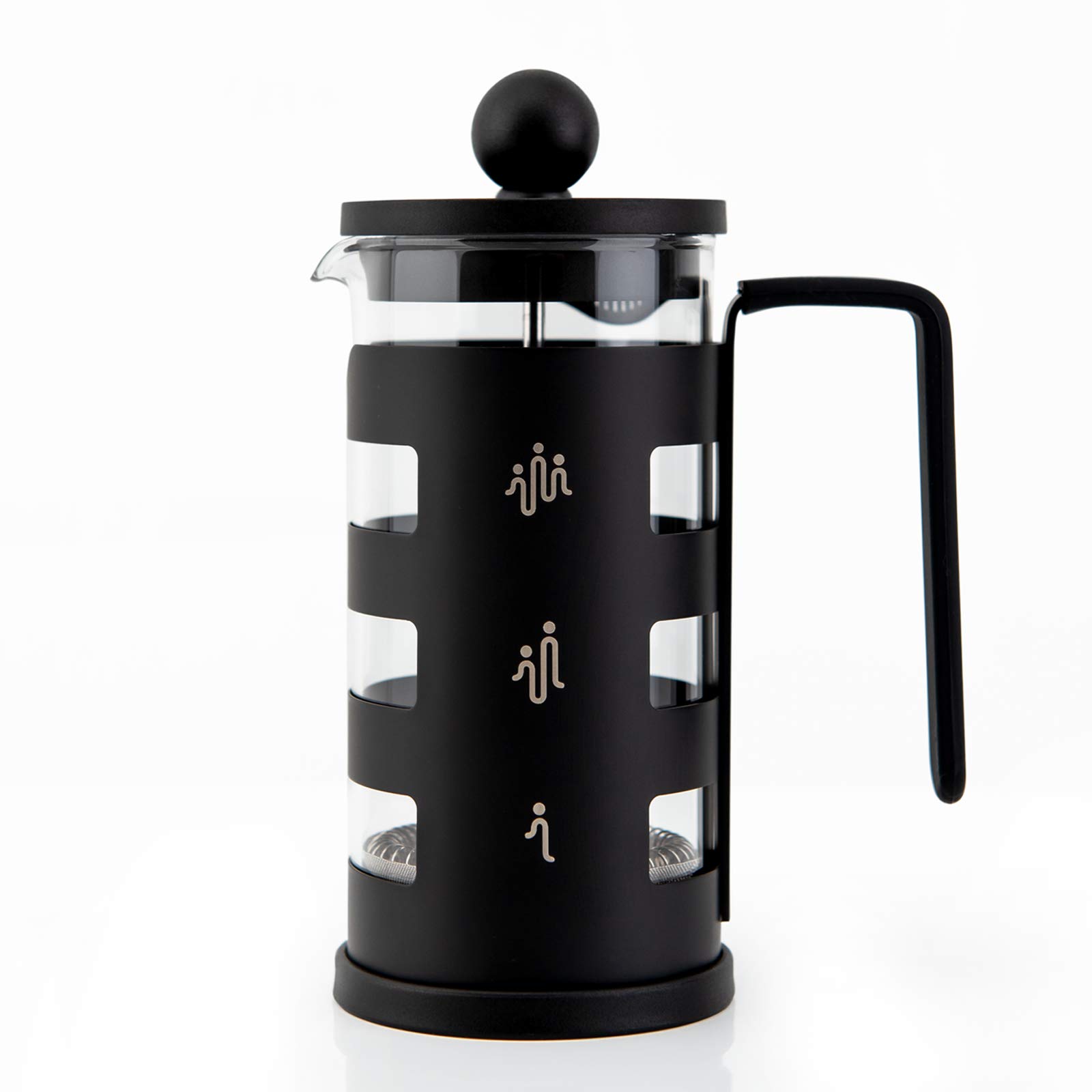 Premium 12oz Mini French Press Coffee Maker - 4-Level Filtration System, Borosilicate Glass & Stainless Steel Construction, Heat-Resistant for Home, Office, Camping & Travel Use