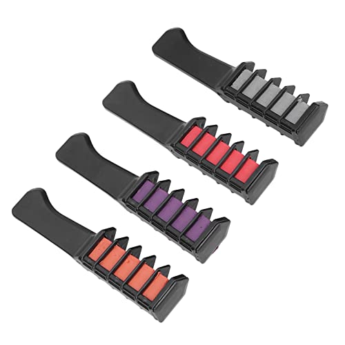 4pcs Temporary Hair Chalk Comb Set - Vibrant Orange, Purple, Grey & Rose Red Colors for Women & Girls - Perfect for Bar Parties, Friends Gatherings & Festive Events - Easy Wash Out Hair Color for Fun Occasions