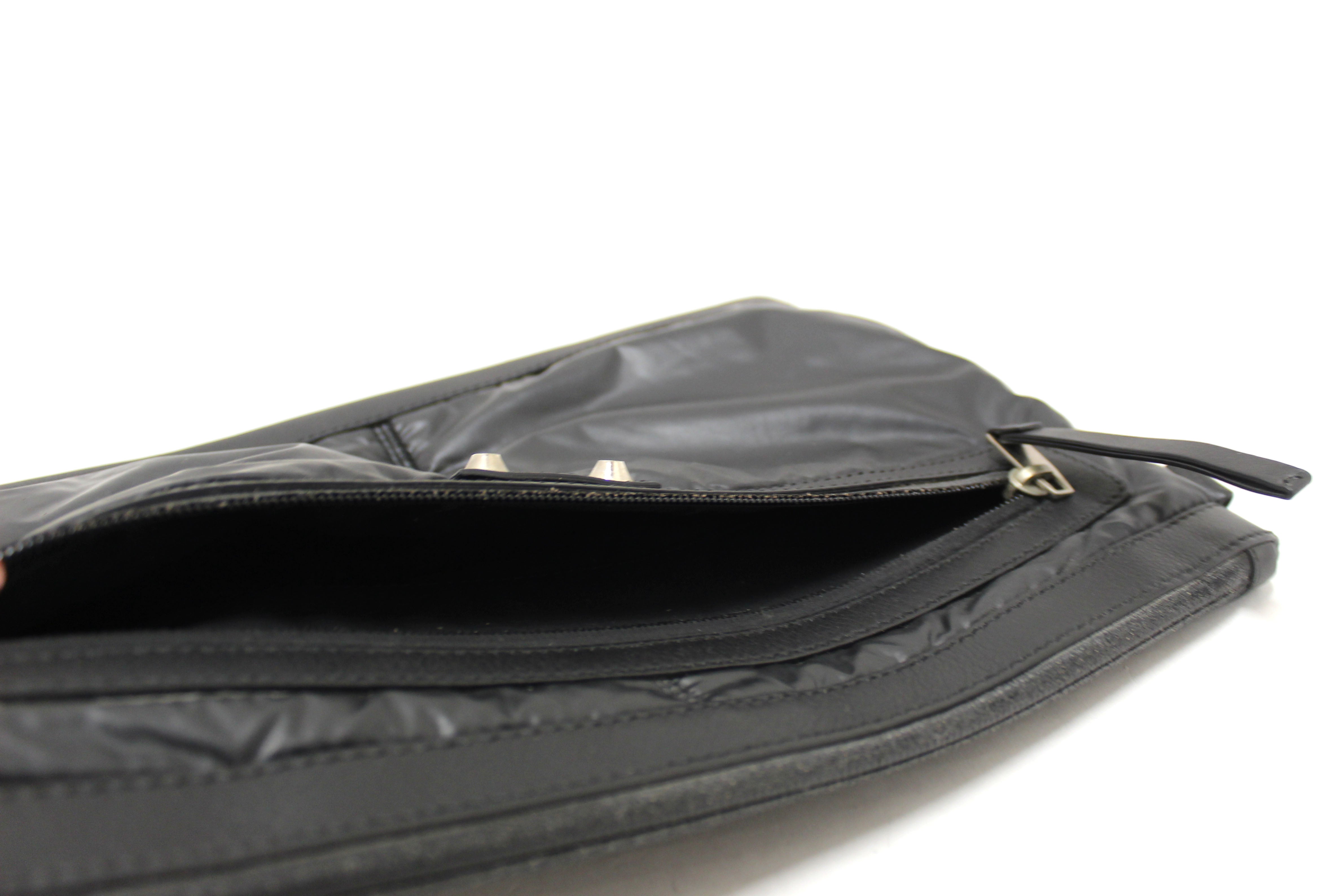 Authentic Balenciaga Black Nylon & Leather Classic City Clip Pouch Clutch Bag for Women | Luxury Designer Handbag for Evening Parties, Date Nights & Special Occasions