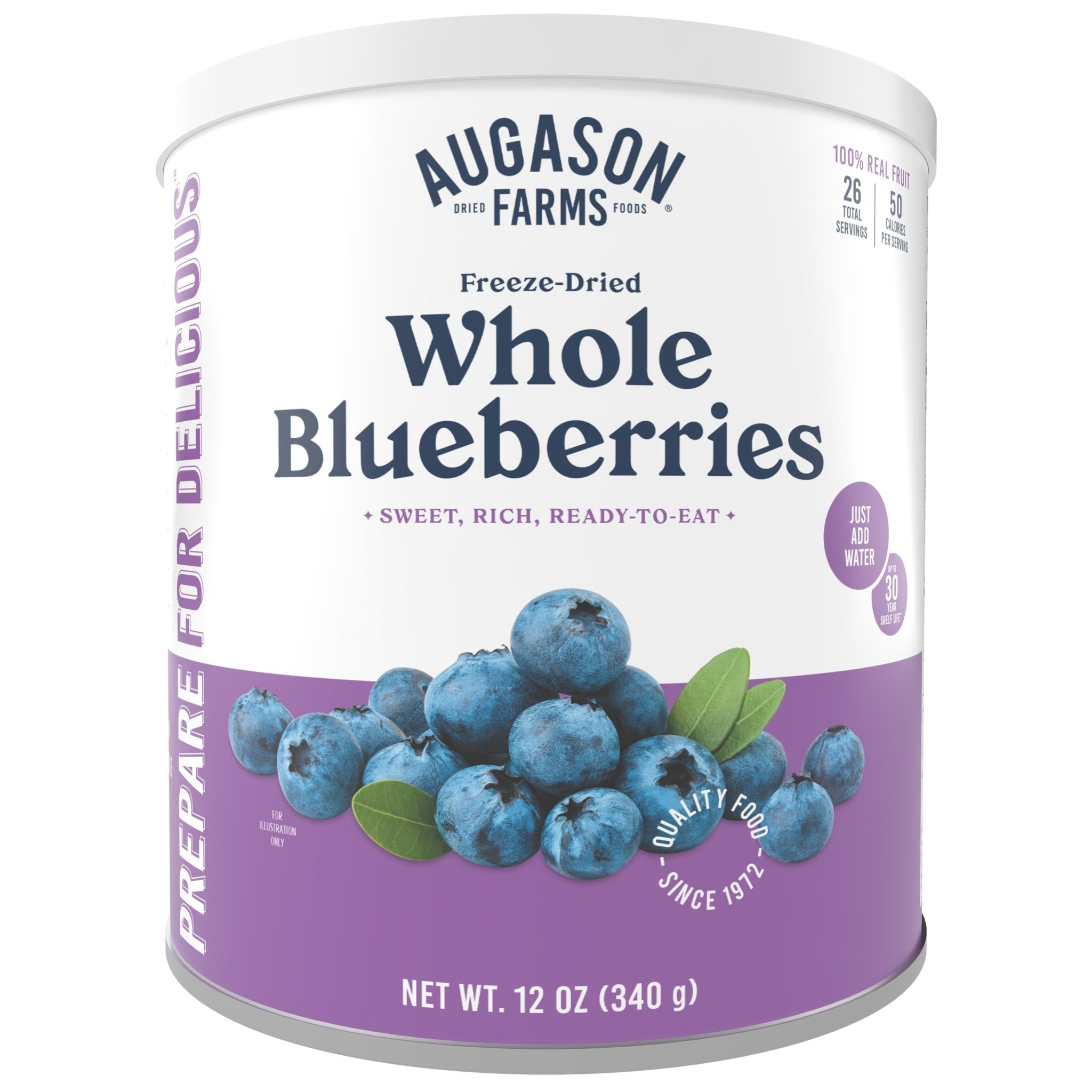 Freeze Dried Whole Blueberries Can - 26 Servings, Non-GMO, No Sugar Added, Gluten-Free | Perfect for Smoothies, Baking, Snacking & Camping Food