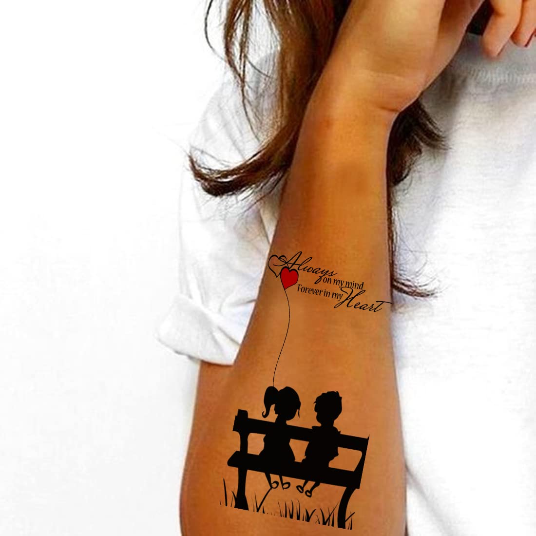 Waterproof Temporary Tattoos for Kids - Heart Design with 'Always on My Mind' Quote - Perfect for Birthdays, Parties & Family Events