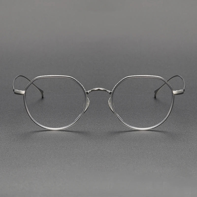 Black Titanium Round Flat Top Eyeglasses for Women - K7310 | Lightweight & Durable Frame for Everyday Wear, Office, and Reading