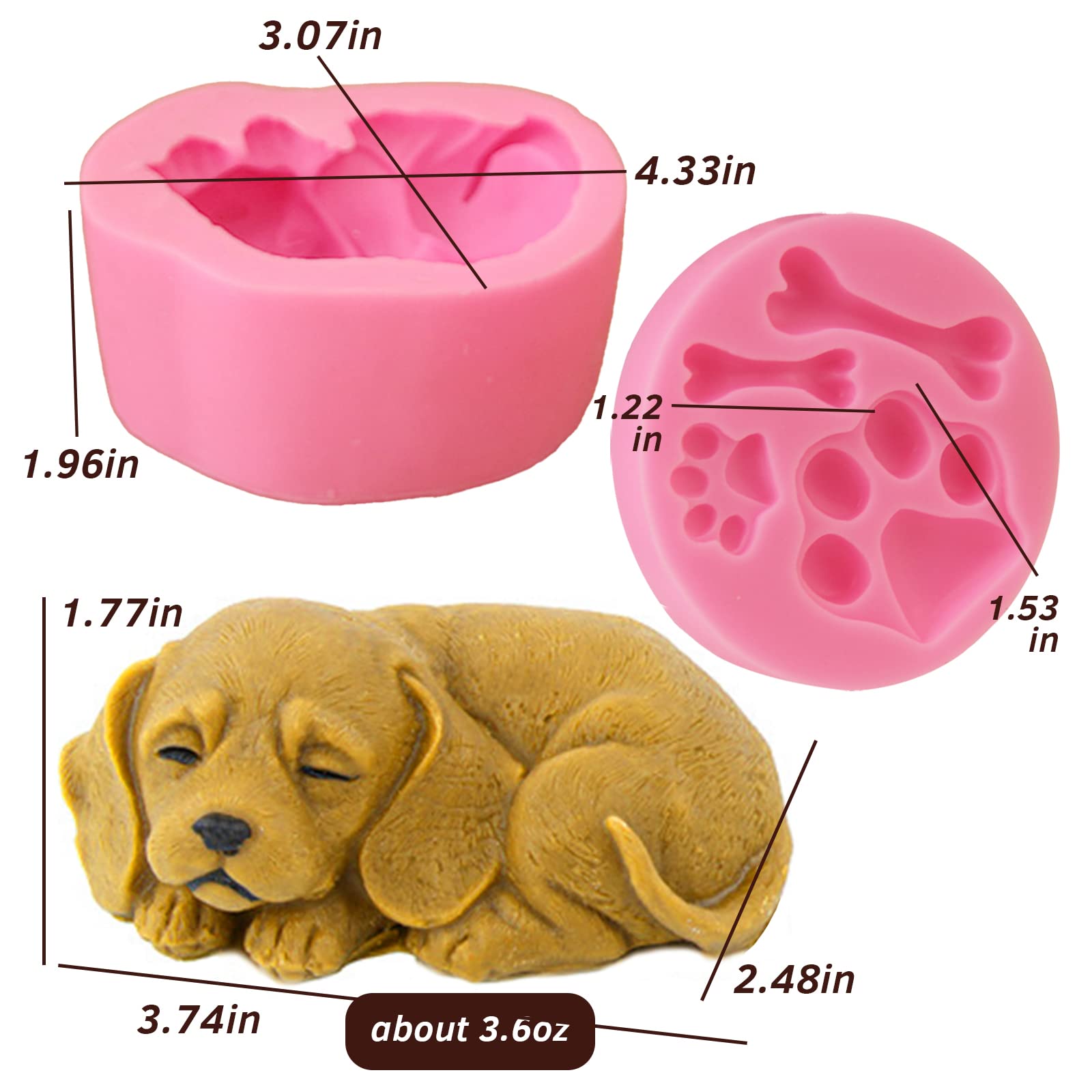 2Pcs 3D Dog Paw Bone Shape Silicone Molds for Soap, Candle, Wax, Epoxy Resin, Chocolate & Fondant - DIY Baking, Candy Making & Home Decor Craft Supplies - Perfect for Pet Lovers Gifts and Party Favors