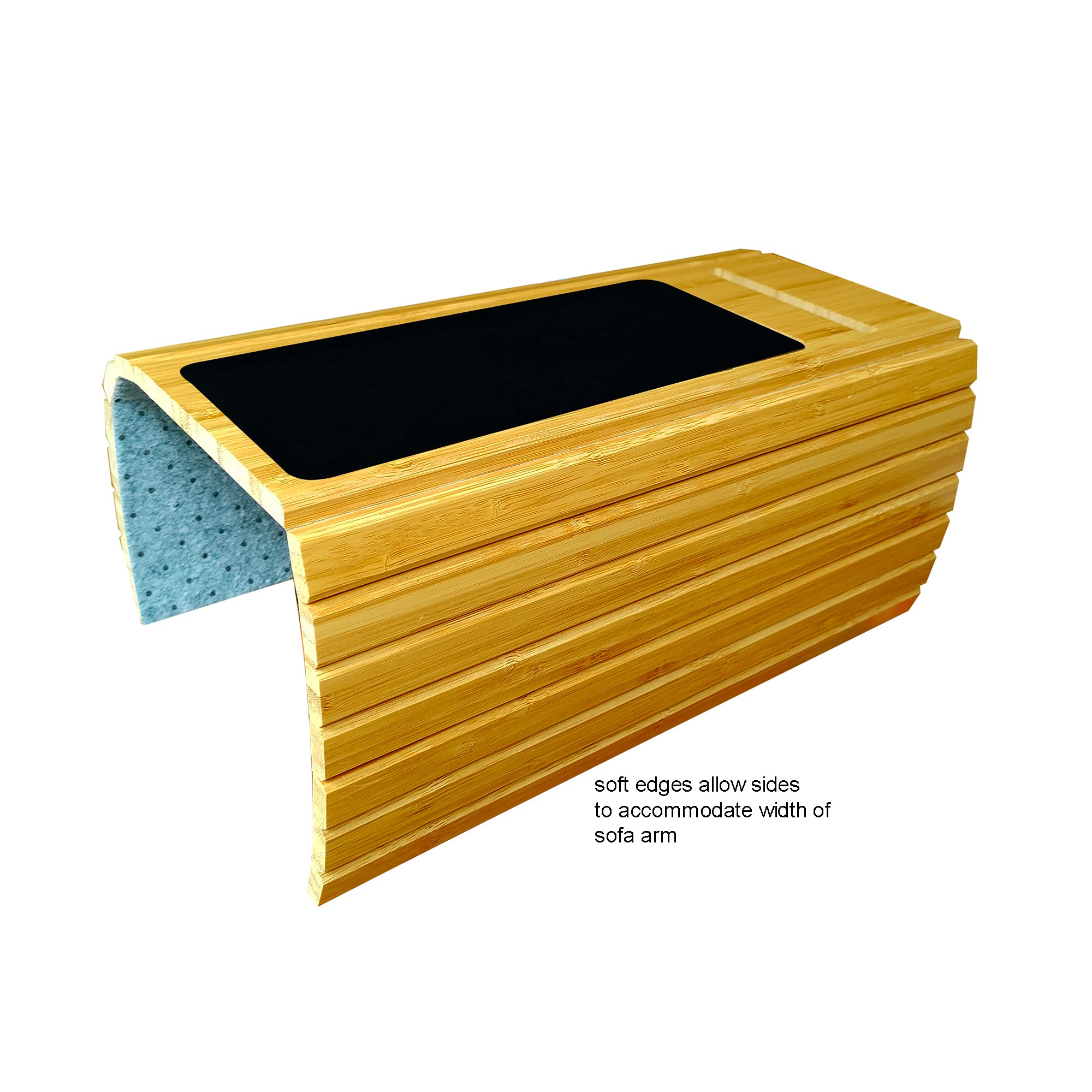 BAMJIUHAO Bamboo Wood Sofa Arm Tray - Flexible Couch Armrest Table for Drinks, Snacks, Remote & Phone - Natural Color - Perfect for Living Room, Bedroom & Home Theater Relaxation