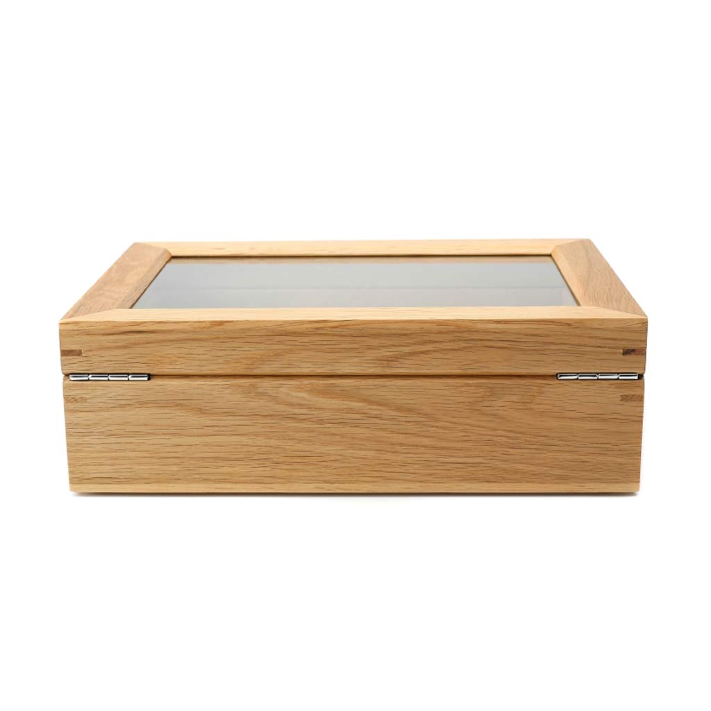 Premium Wooden Watch Box with Lock - 10 Grid Jewelry Organizer Display Case for Watches, Bracelets & Rings - Wood Color/Brown Lining (30×21.5×10cm) - Perfect for Home, Office & Travel Storage
