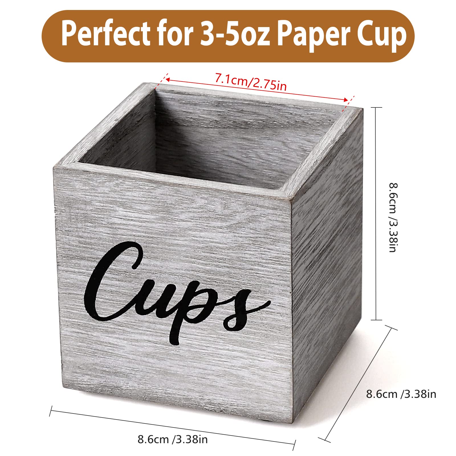 Wooden Cup Dispenser Holder for 3oz-5oz Paper Cups | Bathroom, Kitchen & Party Decor | Farmhouse Style Dixie Cup Organizer for Mouthwash, Coffee & Bar Counter - Perfect for Home, Office & Restaurant Use