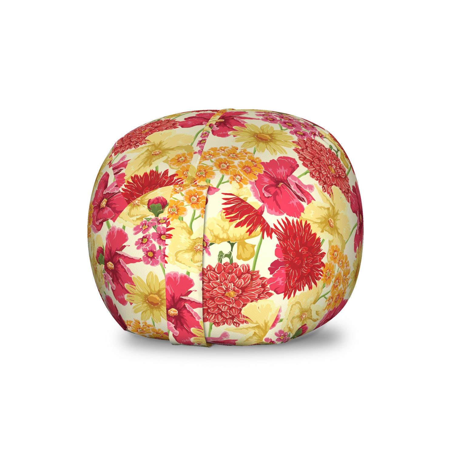 Ambesonne Colorful Toy Storage Bag Chair - Watercolor Wildflowers & Botanical Design in Warm Tones, Washable Stuffed Animal Organizer for Kids Room, Nursery or Playroom (Small Size, Multicolor) - Perfect for Organizing Toys, Stuffed Animals & Kids' Room Decor