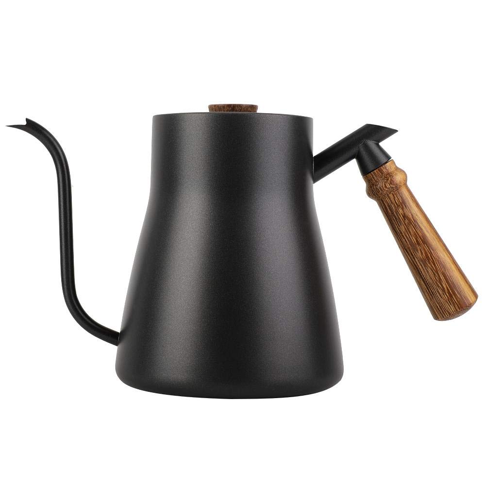Premium Stainless Steel Coffee Teapot - 850ml Drip Over Kettle with Wooden Handle for Pour Over Coffee & Loose Leaf Tea | Ideal for Home, Office & Cafe Use | No Thermometer Included