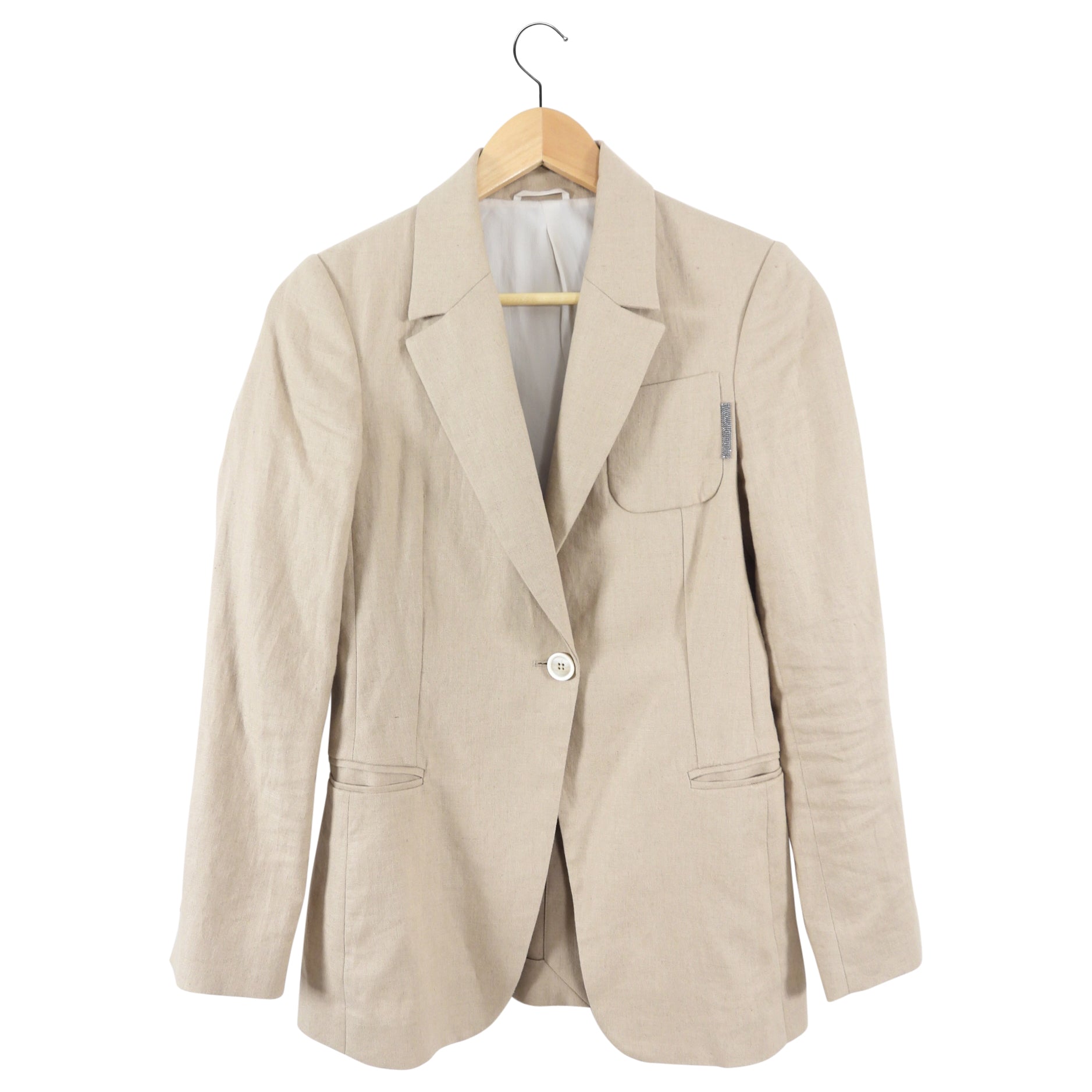 Brunello Cucinelli Natural Beige Linen Pants Suit for Women - XS Size | Lightweight Summer Business Casual Outfit for Office & Travel