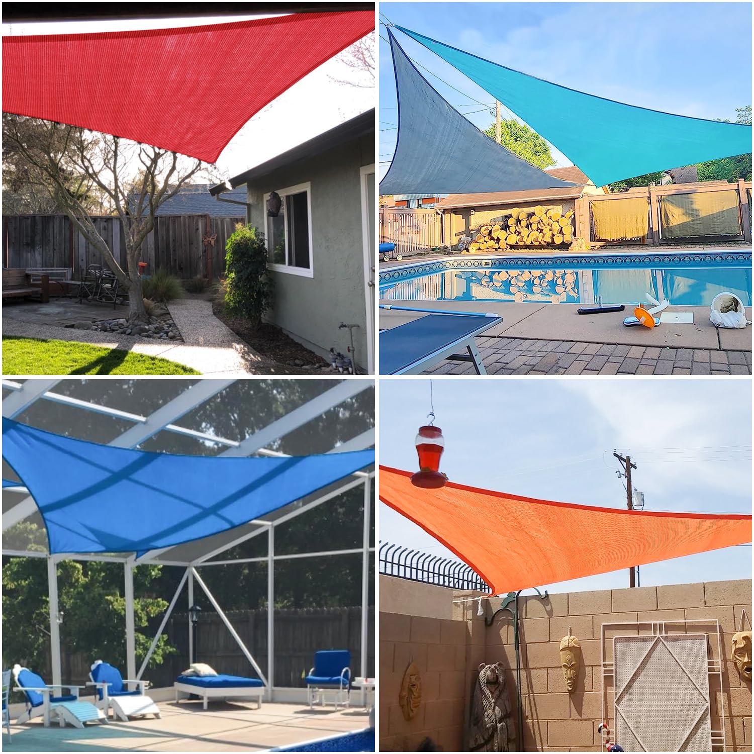 E&K Sunrise 12' x 23' x 25.9' Right Triangle Sun Shade Sail - UV Block Canopy Cover for Patio, Backyard, Garden, Outdoor Use - Beige White Strip - Perfect for Poolside, Deck, and Play Area Shade