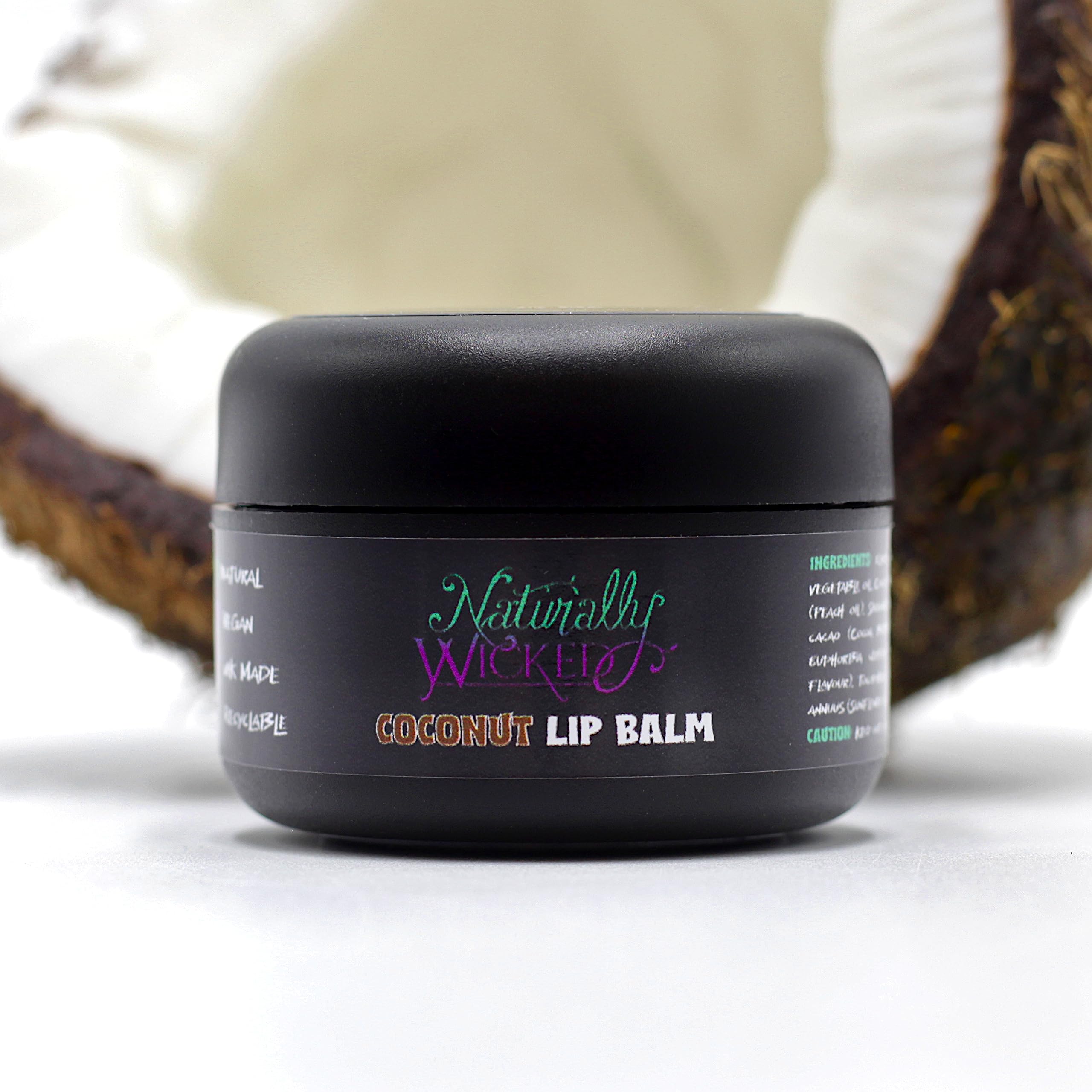 Naturally Wicked® Coconut Lip Balm 15ml - Natural, Vegan & Cruelty-Free Lip Moisturizer for Dry, Chapped Lips | Hydrating & Nourishing Coconut Oil Lip Care for Women & Men | Perfect for Winter, Travel & Daily Use