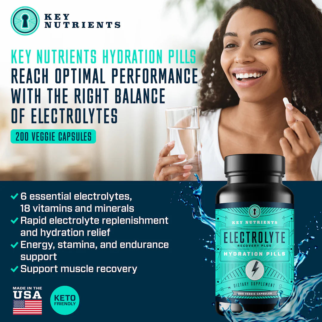 Electrolyte Hydration Pills - Fast-Absorbing Capsules for Rapid Rehydration | Boost Energy & Recovery for Athletes, Workouts & Outdoor Activities