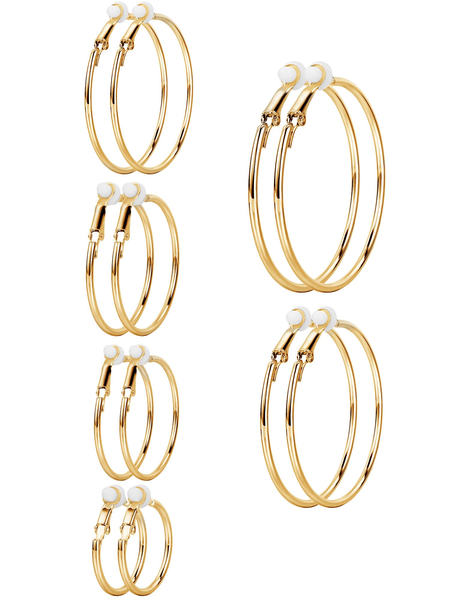 Sumind 6 Pairs Clip On Hoop Earrings for Women - Non Piercing Gold Hoop Earrings Set in 6 Sizes | Perfect for Parties, Weddings & Everyday Wear