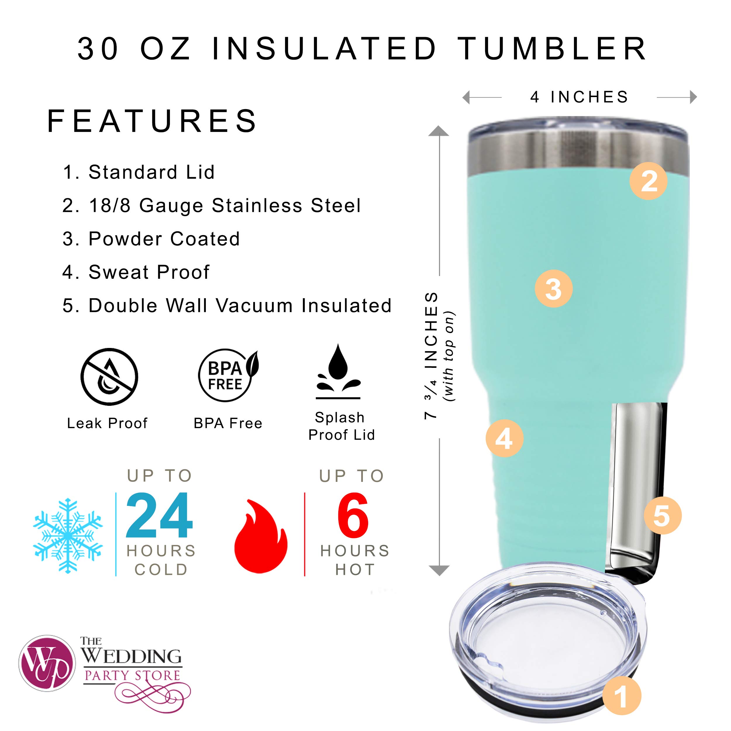 Personalized Engraved 30 oz Teal Blue Vacuum Insulated Stainless Steel Travel Tumbler - Double Wall Thermal Cup with Custom Name - Perfect for Coffee, Tea & Cold Drinks at Work, Gym or Outdoor Adventures