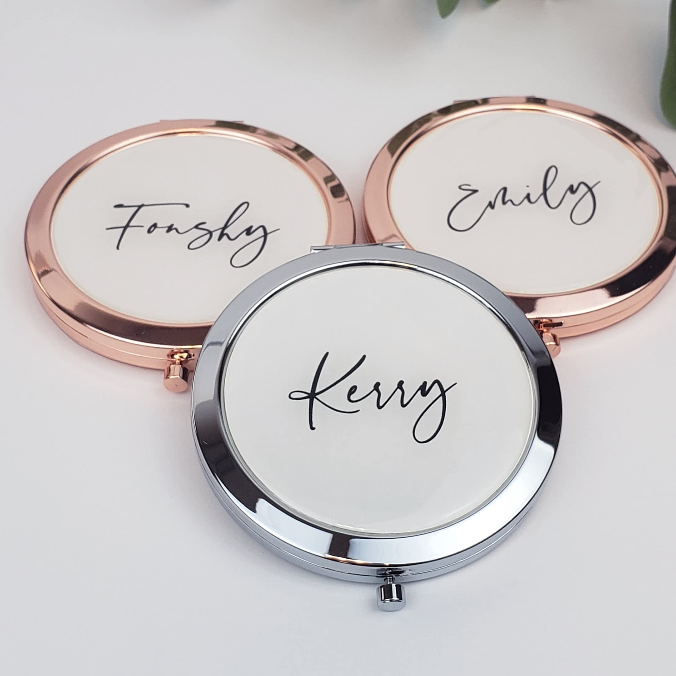 Portable Round Folding Handheld Magnifying Makeup Mirror - Compact Travel Cosmetic Mirror for Purse, Pocket & Handbag - Perfect Bridal Gift & Wedding Favor - Ideal for Home, Travel, and On-the-Go Touch Ups