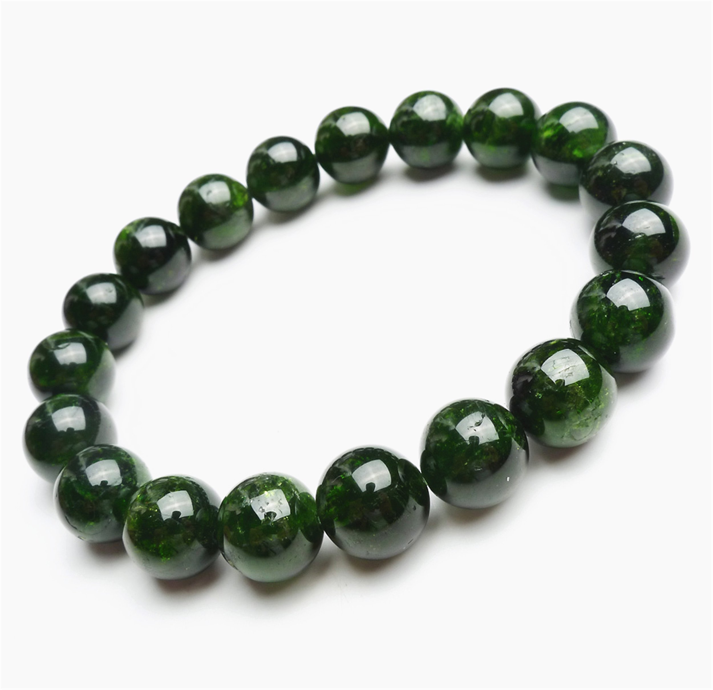 10mm Natural Green Chrome Diopside Crystal Round Beads Bracelet for Women - Handmade Gemstone Jewelry for Healing, Meditation & Spiritual Energy - Perfect for Yoga, Reiki & Gift Giving