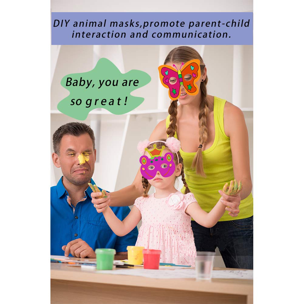 32 PCS DIY Animal Masks - Safari Jungle Party Favors for Kids Birthday & School Activities