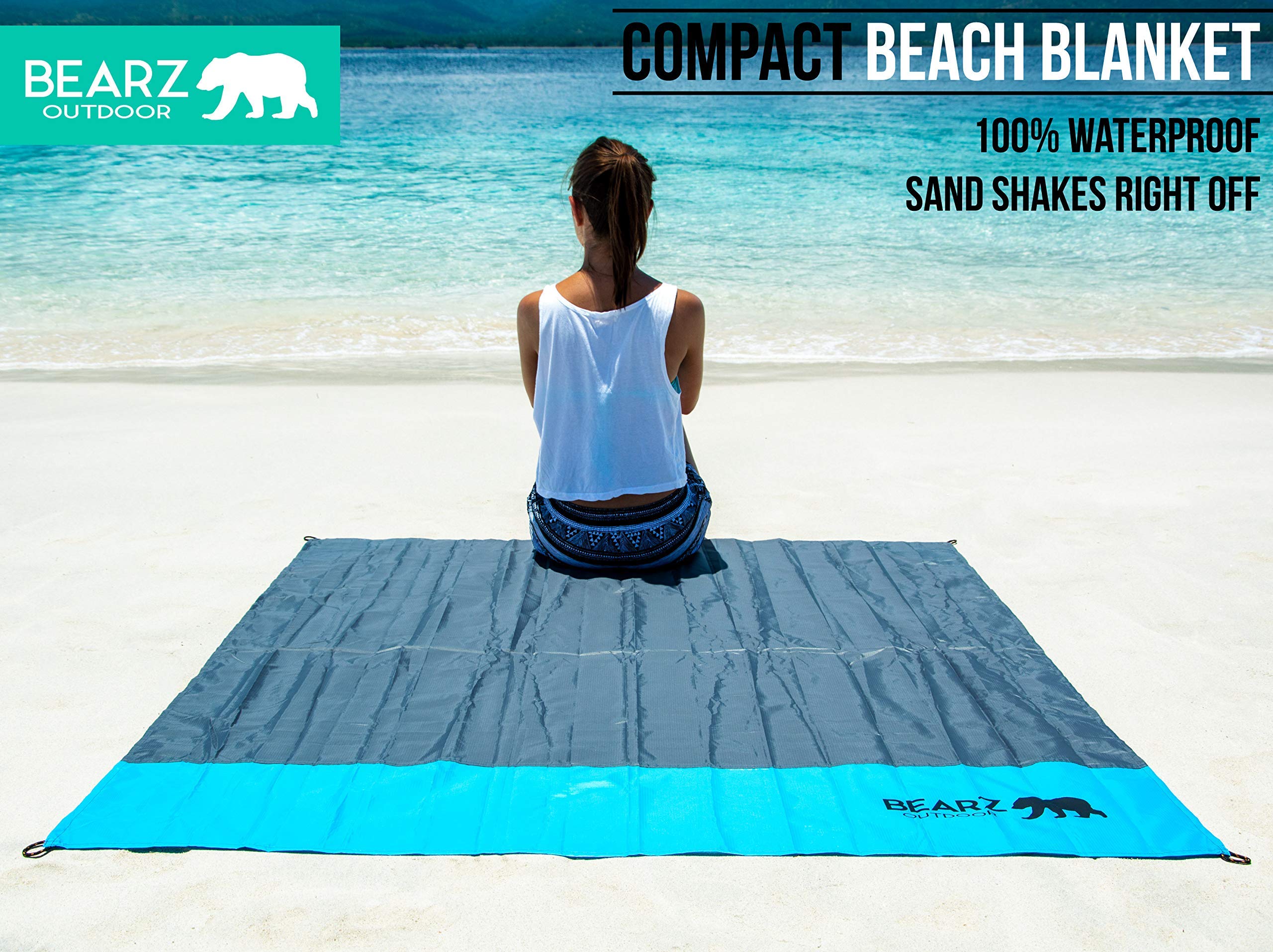 **Blue Pocket Blanket & Quick Dry Green Travel Towel Set - Ultra Lightweight Microfiber Beach Blanket, Camping Towel, Picnic Mat for Outdoor Adventures, Hiking, Beach Trips & Travel**