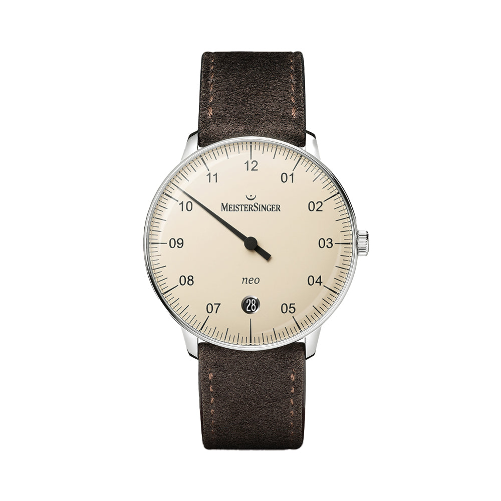 Neo Automatic 36mm Ivory Dial Watch with Velour Leather Strap - Perfect for Business Meetings & Formal Occasions