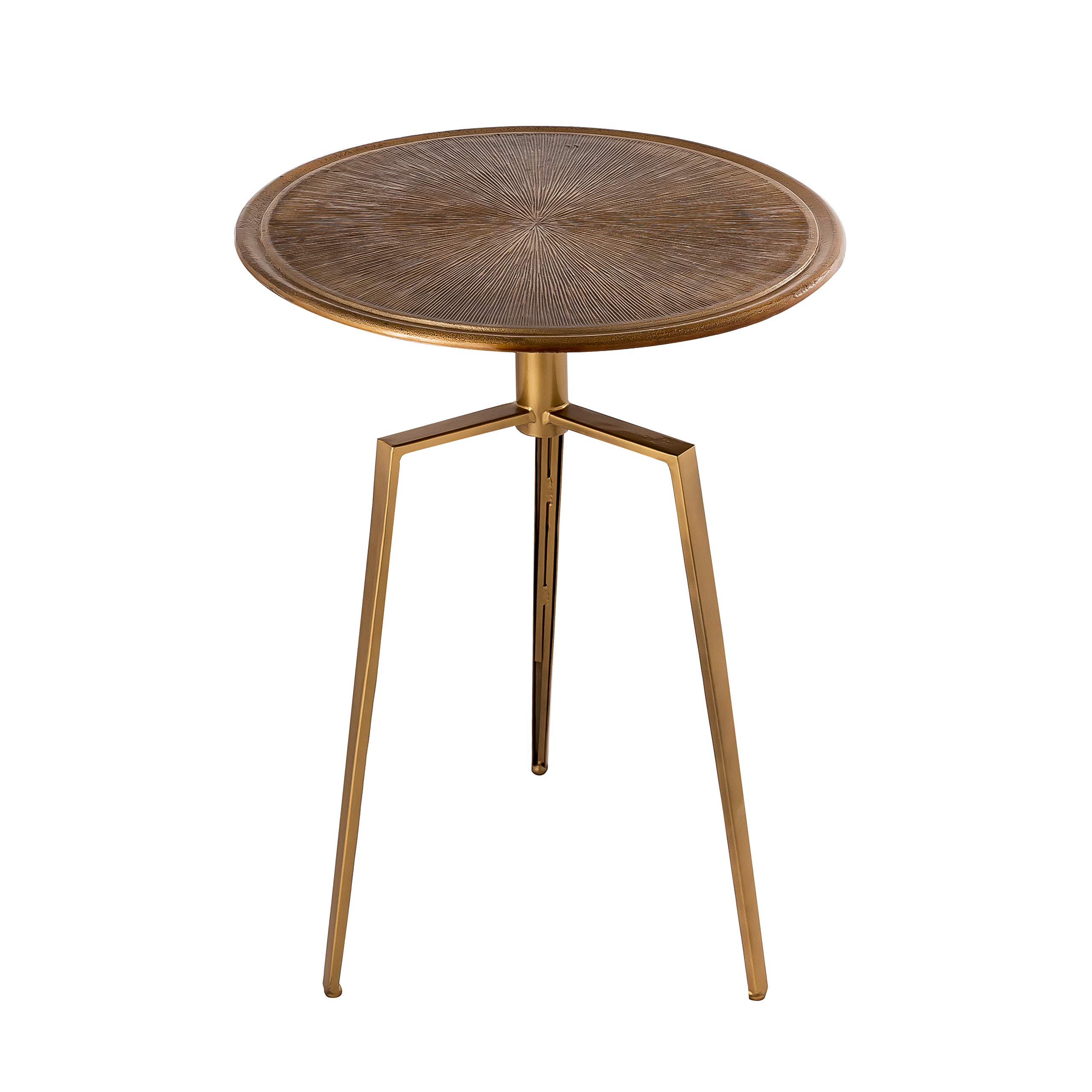 Pasargad Home Byzantine Delos Design Round Side Table - Antique Brass Finish Metal Accent Table for Living Room, Bedroom & Office - Perfect for Coffee, Books & Decor