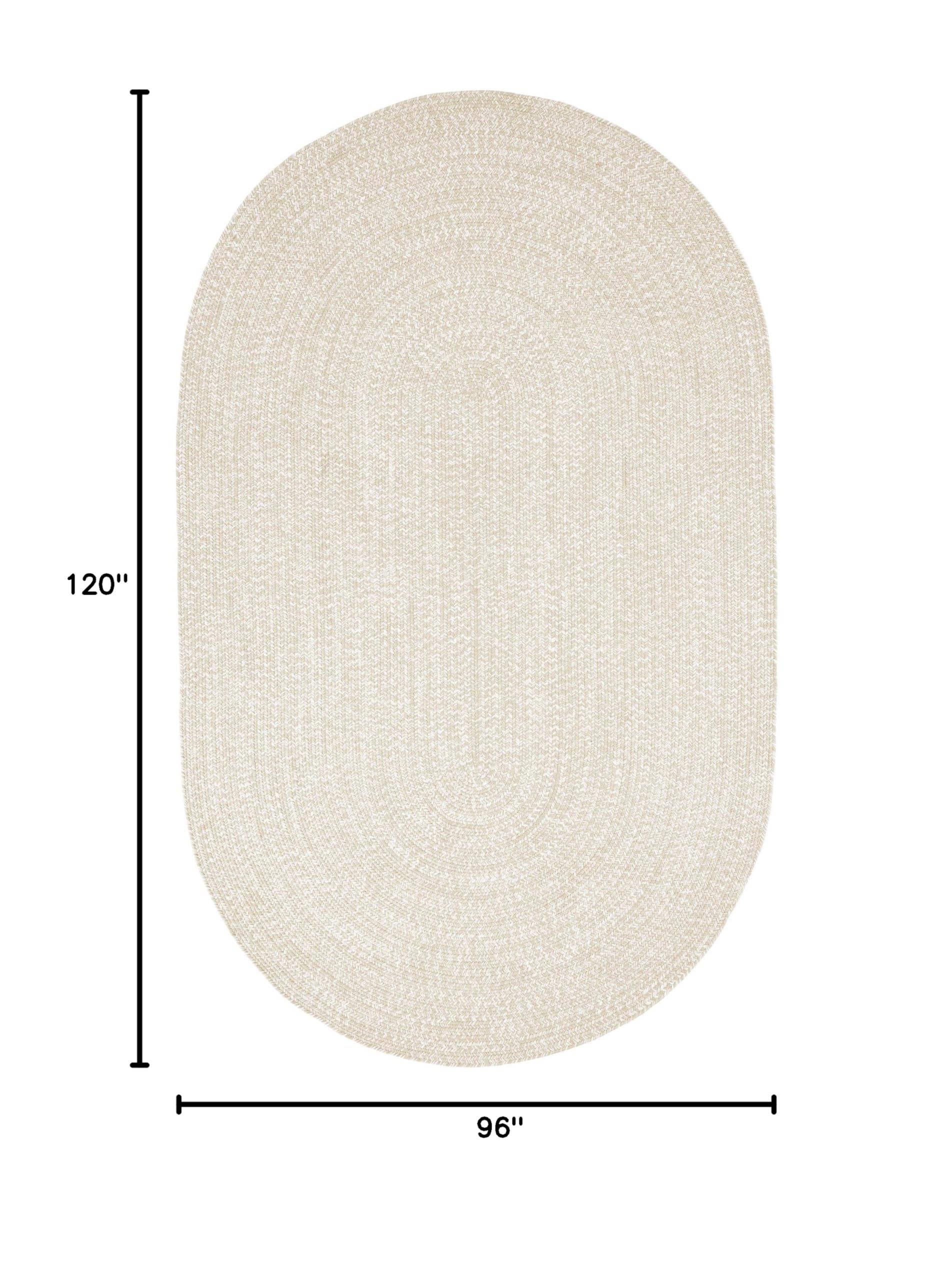 Premium Reversible Braided Oval Rug 8'x10' - Soft Washable Indoor/Outdoor Carpet for Living Room, Bedroom, Office - Cream-White Home Decor - Perfect for High Traffic Areas & Cozy Spaces