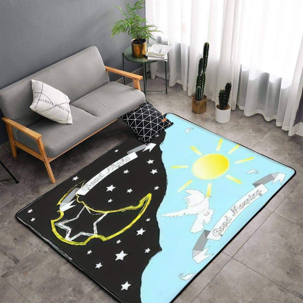 Non-Slip Soft Nature Themed Area Rugs - Good Night Sweet Dreams Nursery Carpet for Living Room, Bedroom & Yoga Mat | Indoor/Outdoor Floor Mats for Home Decor, Door Mats & Runner Rugs