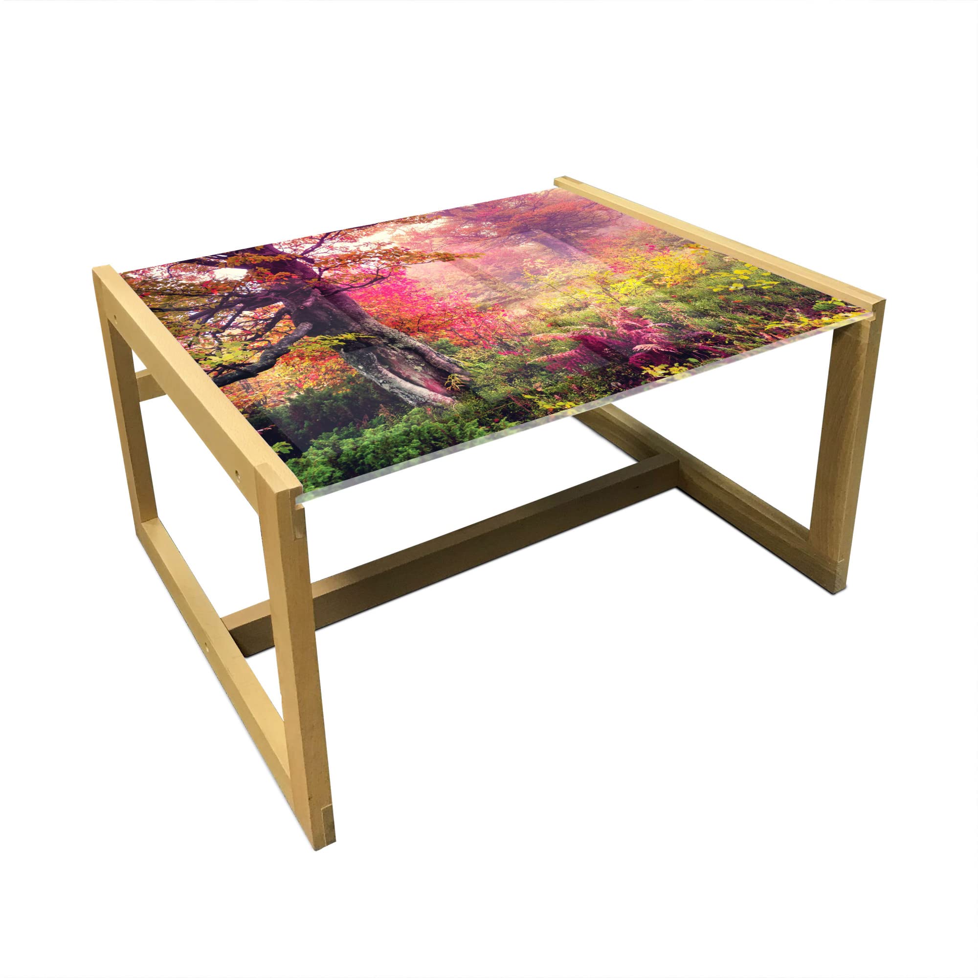 Ambesonne Forest Coffee Table - Autumn Trees Woodland Design for Office & Dorm Decor