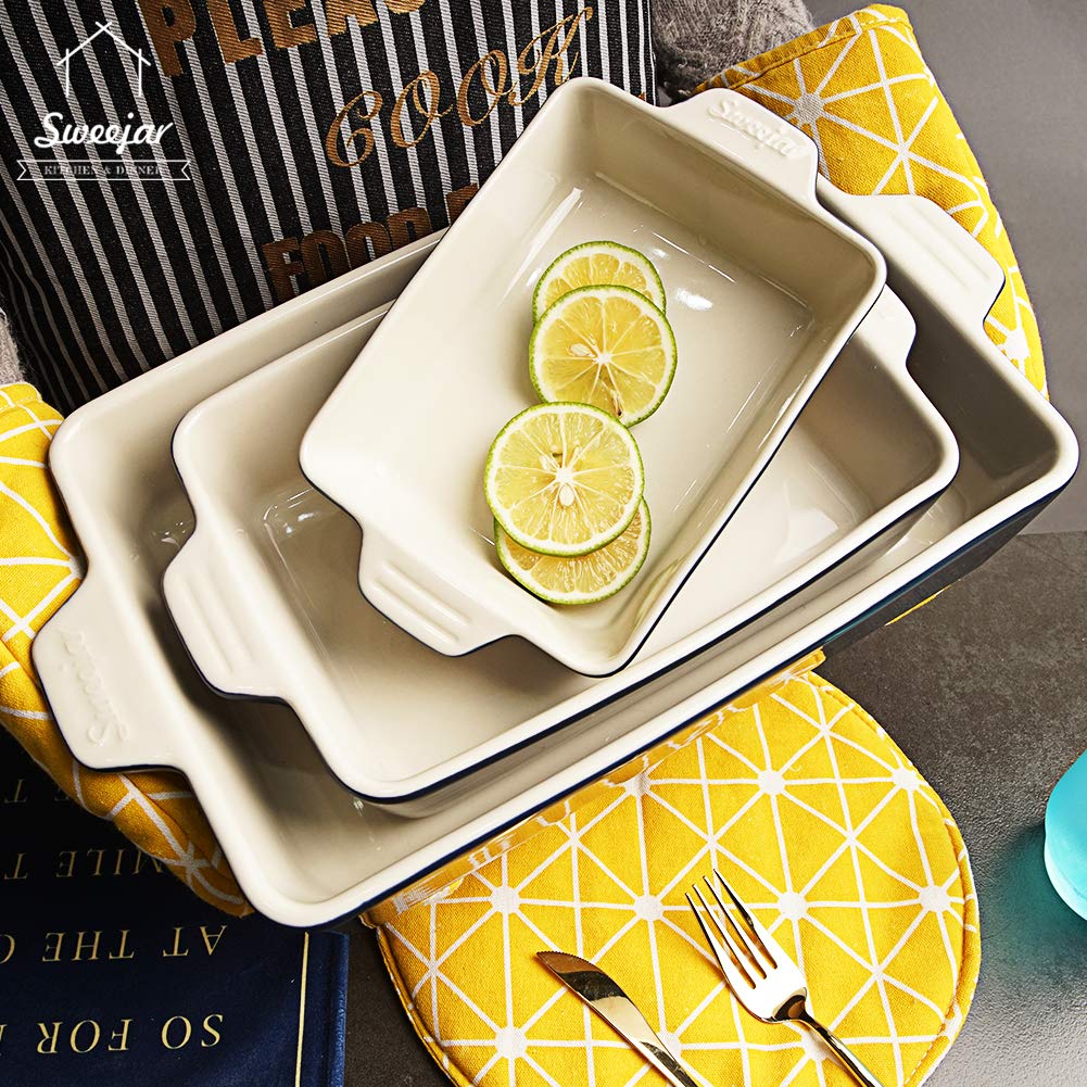 Sweejar 11.8 x 7.8 x 2.76 Inch Ceramic Baking Dish Set - Rectangular Oven Safe Lasagna Pan, Casserole Dish for Cooking, Baking Cakes, Family Dinners & Entertaining | Navy Blue Kitchen Bakeware for Home, Restaurants & Daily Use