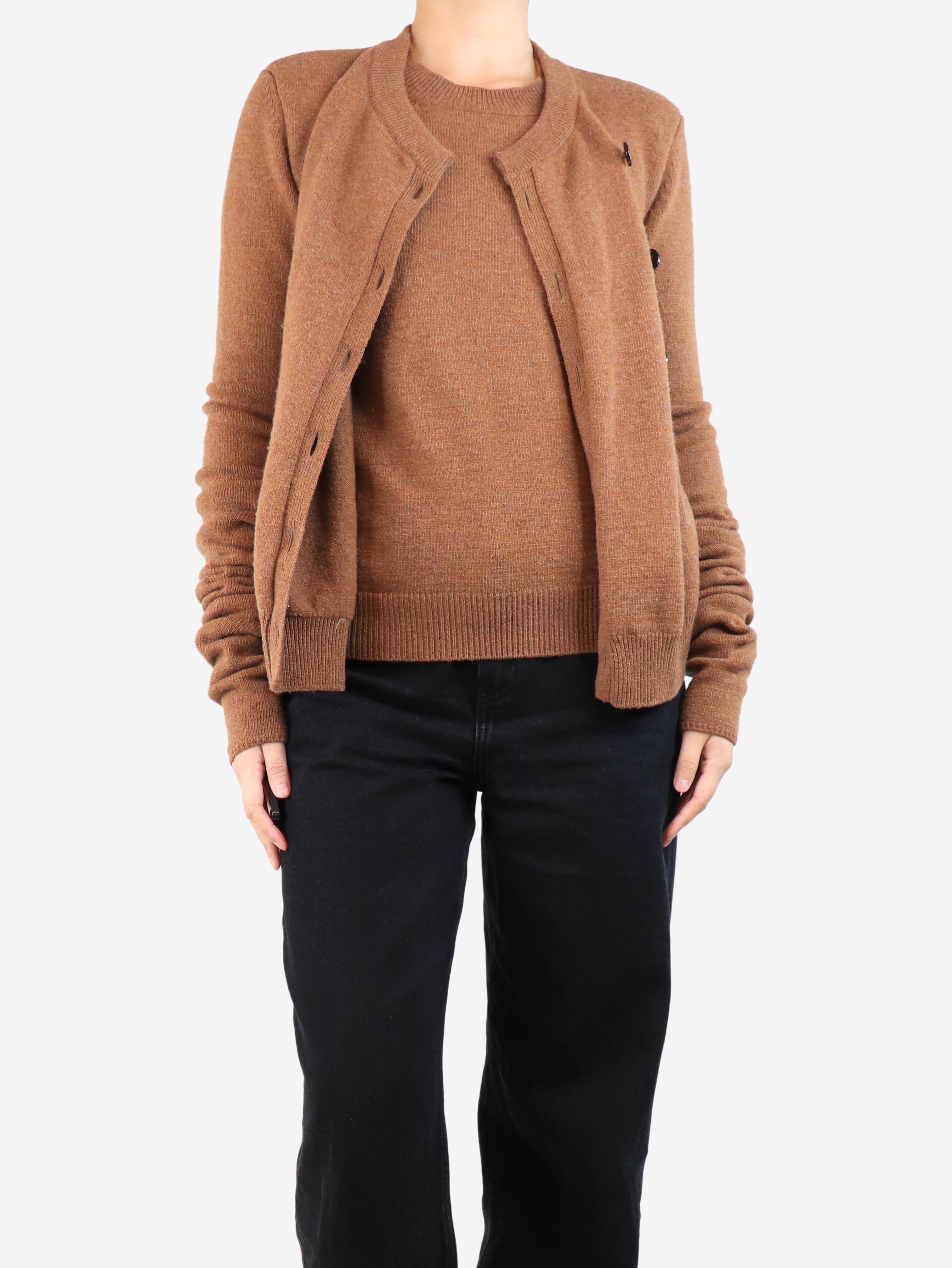Stylish Brown Knit Sweater with Button Detail - Size UK 8 (US 6) - Perfect for Fall Layering & Casual Outfits