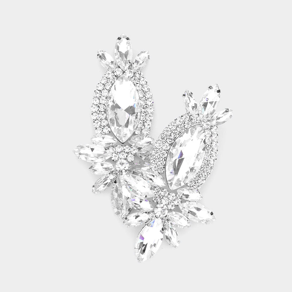 Elegant Clear Marquise Stone Dangle Pageant Earrings for Prom, Wedding & Evening Events | Crystal Drop Earrings for Women | 527531 | Perfect for Pageants, Parties & Special Occasions