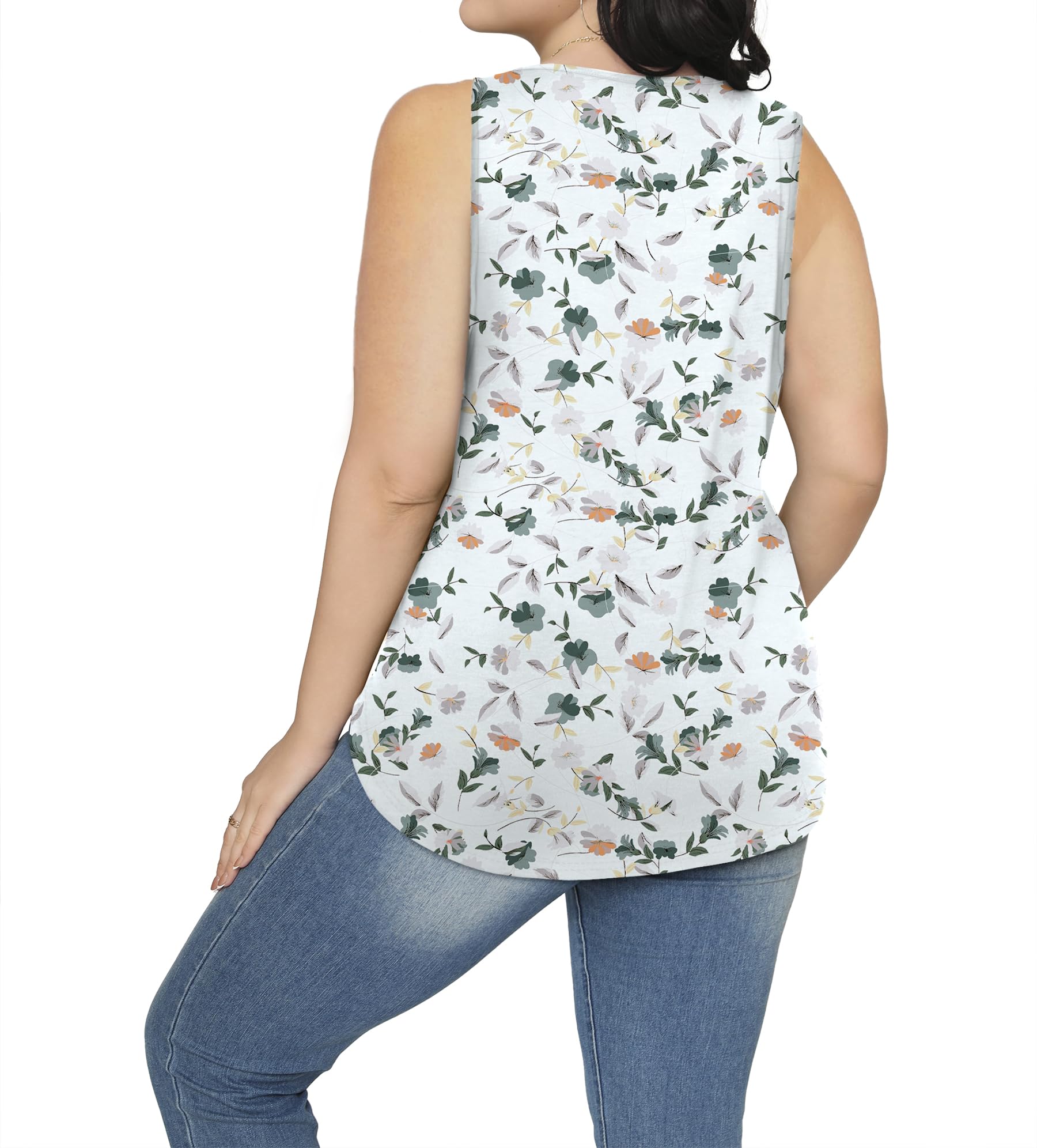 Besshopie Women's Summer Tank Tops - Pleated Round Neck Sleeveless Blouse, Casual Flowy Tunic for Women | Perfect for Beach, Vacation & Summer Outfits