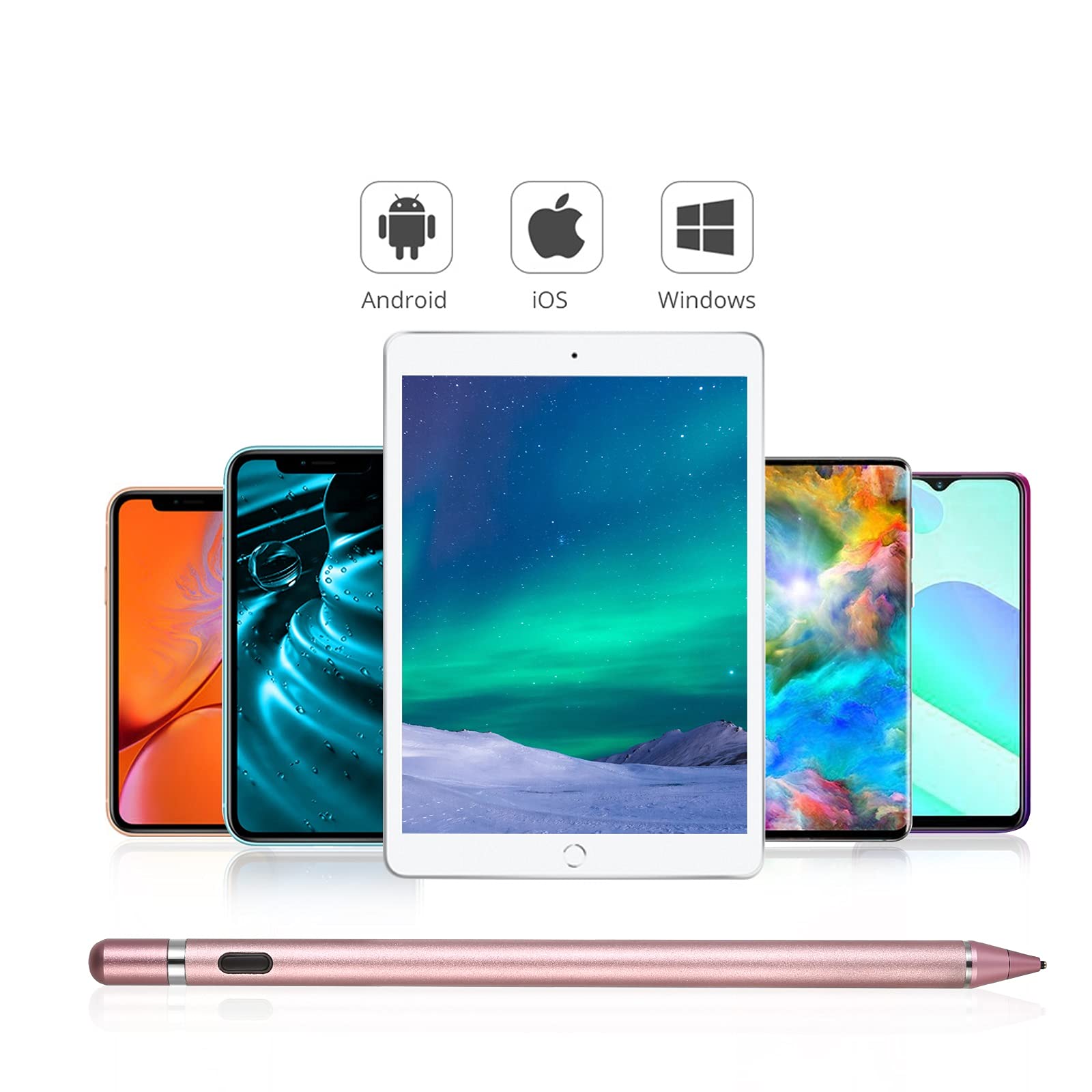 Premium Active Stylus Pen for Touch Screens - Compatible with Apple iPhone, iPad & Android Tablets - Perfect for Digital Drawing, Note Taking & Handwriting on Smartphones & Tablets (Pink) - Ideal for Artists, Students & Professionals