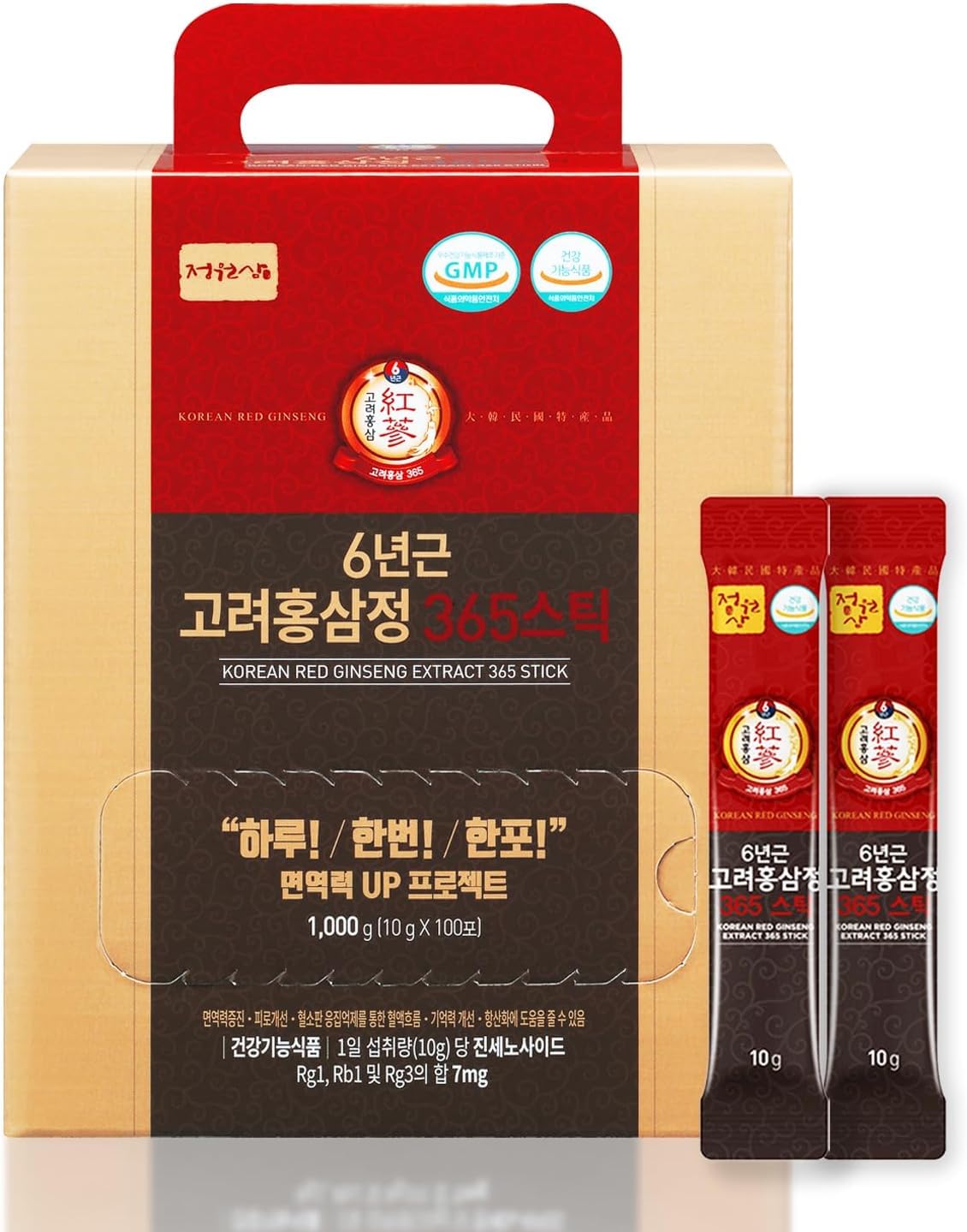 Premium Korean Red Ginseng Extract (6-Year) - 100 Sticks | 7mg Ginsenosides per Stick | Vegan Energy & Immunity Booster | Supports Focus, Fatigue Relief & Daily Vitality for Men & Women | 100-Day Supply | Perfect for Busy Professionals, Students & Active Lifestyles