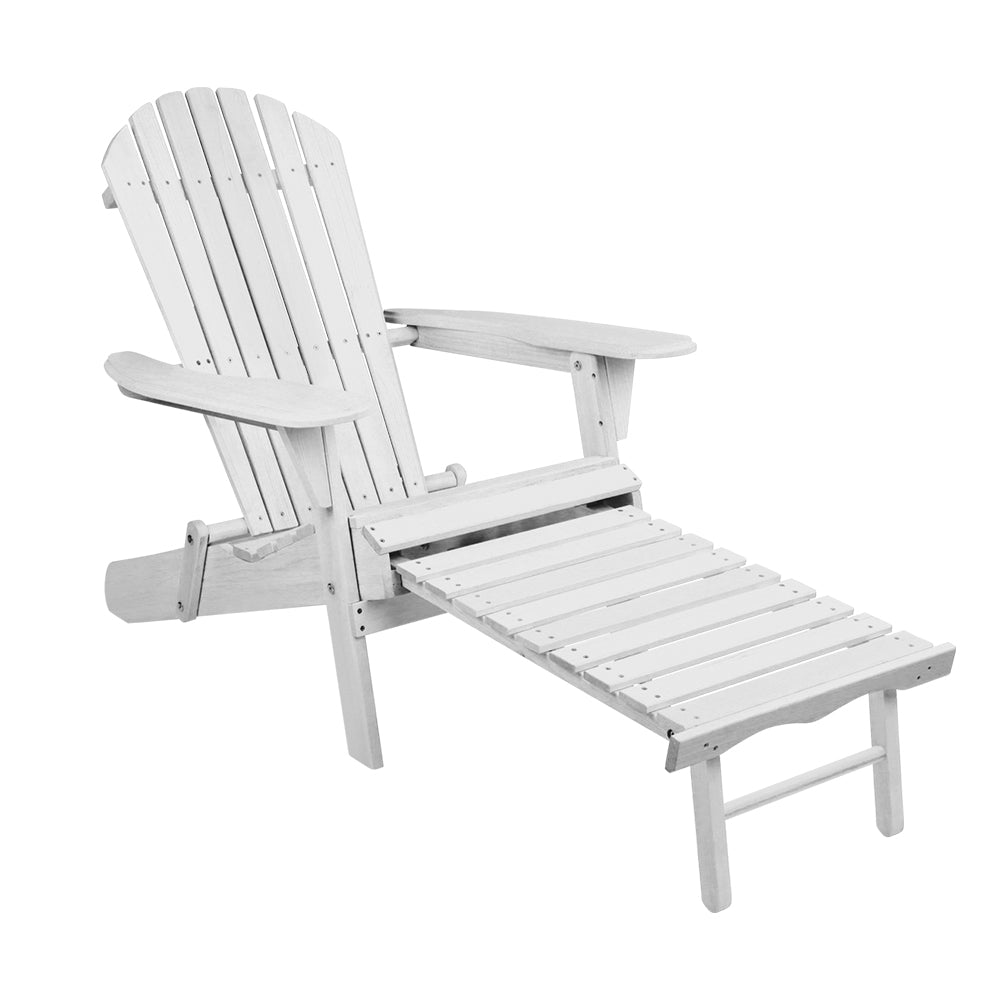 2-Piece Adirondack Outdoor Chairs Set - Foldable Wooden Patio Lounge Chairs for Backyard, Garden, Poolside & Beach Relaxation