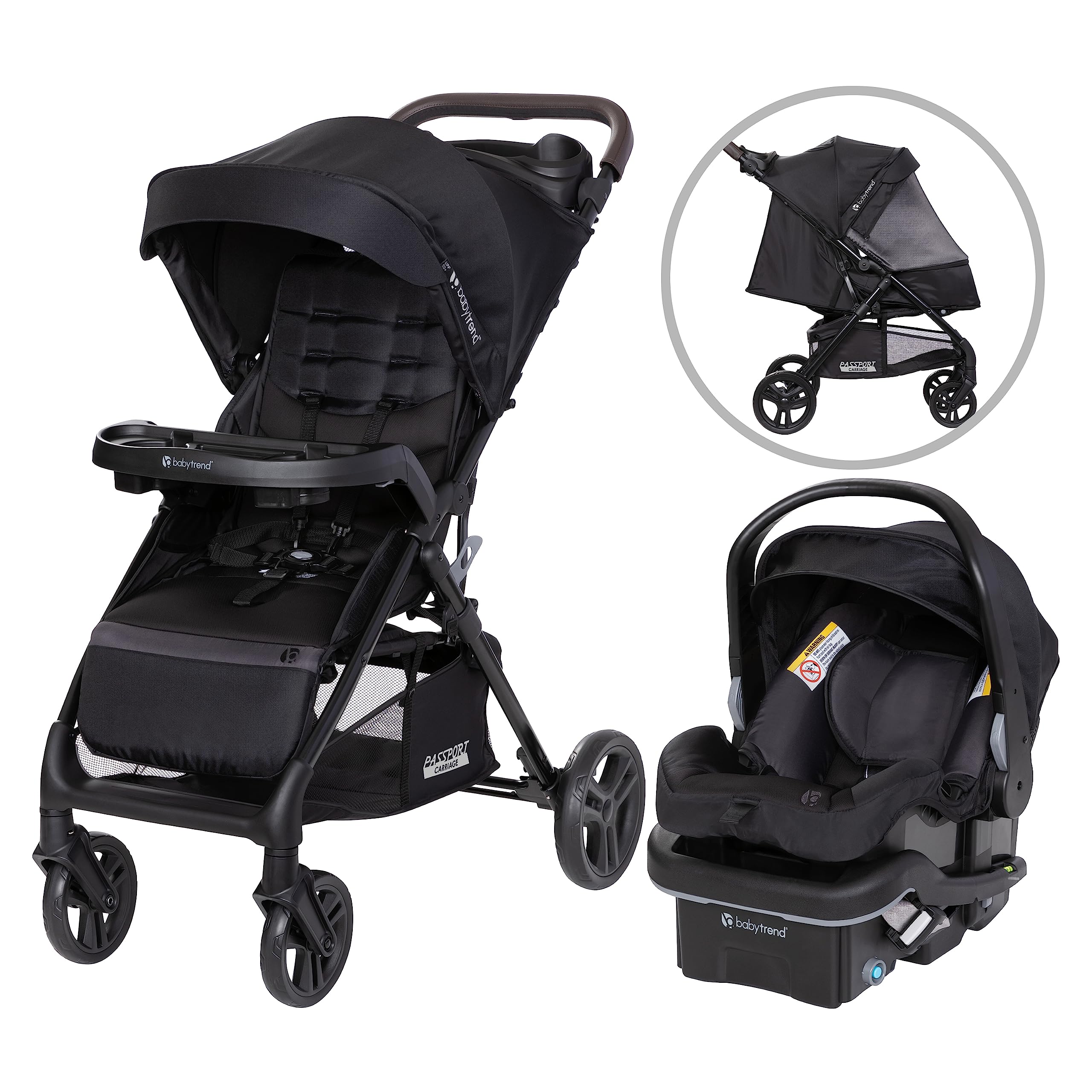 Baby Trend Passport DLX Travel System Stroller with EZ-Lift Plus Infant Car Seat - Uptown Black | Lightweight Compact Stroller for Newborns & Toddlers | Perfect for Air Travel, Shopping & Daily Walks