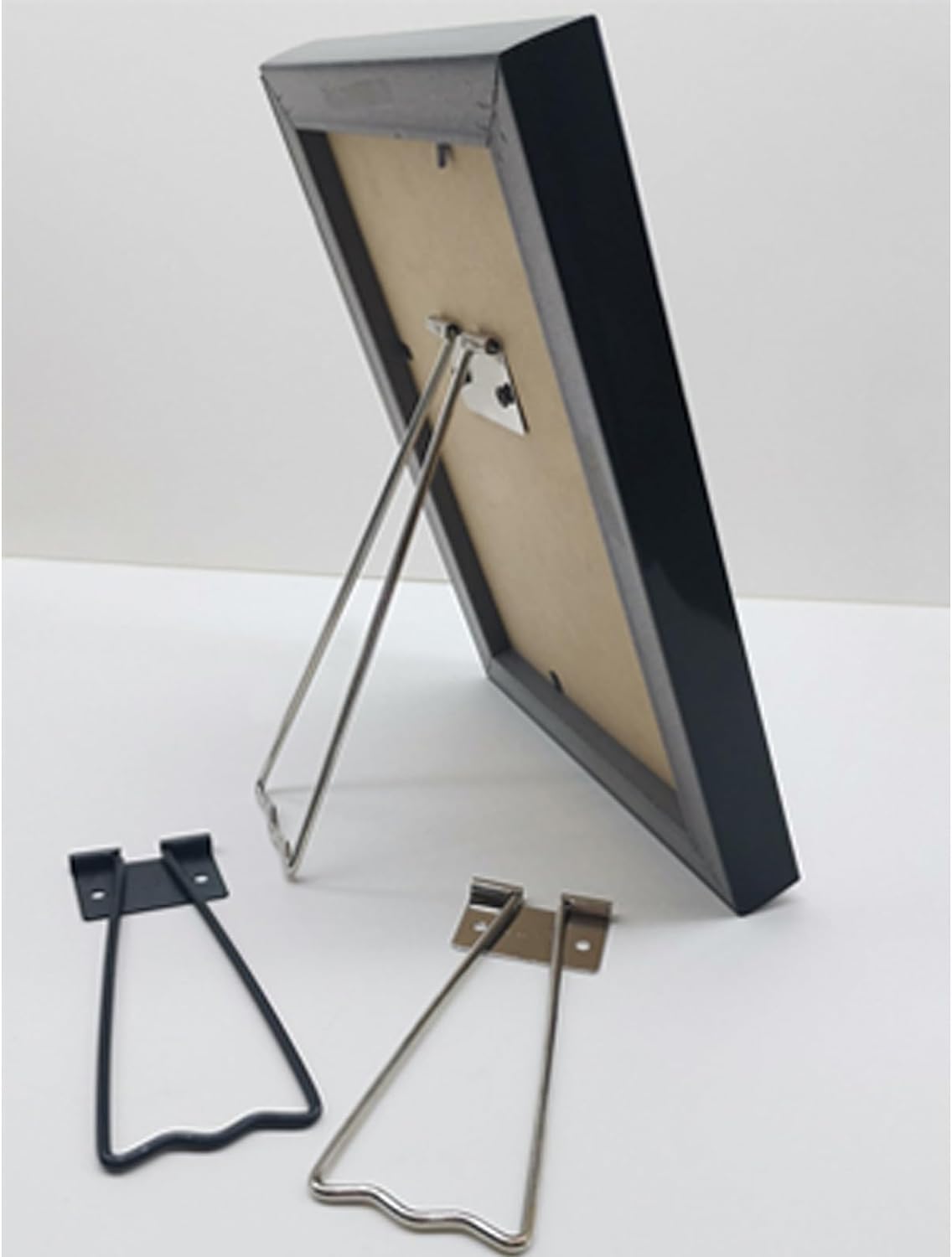 MY MIRONEY 5-Pack Silver Tone Easel Back Stand with Screws for Picture Frames, Wall Art, Photo Display - Perfect for Home Decor, Gallery Exhibits & Office Displays