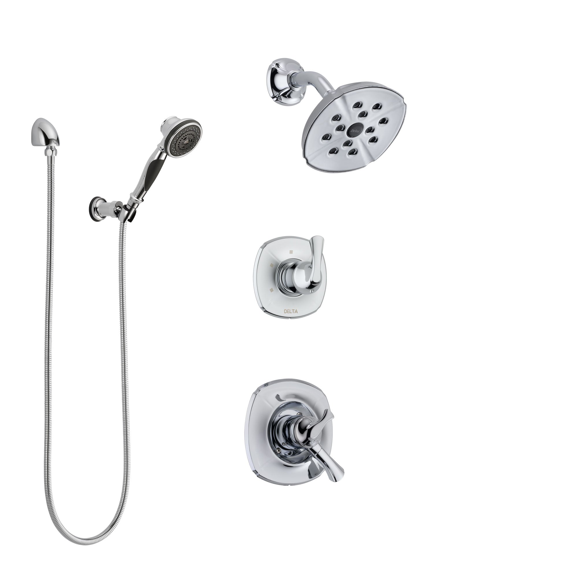 Delta Addison Chrome Finish Shower System - Dual Control Handle, 3-Setting Diverter, Showerhead & Hand Shower with Wall Bracket (Model SS172926) - Perfect for Modern Bathroom Renovations and Spa-Like Shower Experiences