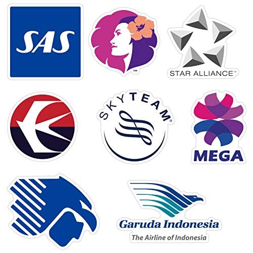 55 Pcs Airline Logo Stickers - Waterproof Vinyl Decals for Water Bottles, Laptops, Luggage, Cars & Bikes - Perfect for Travel Enthusiasts & Aviation Lovers (Great for DIY Projects, Scrapbooking & Personalizing Belongings)