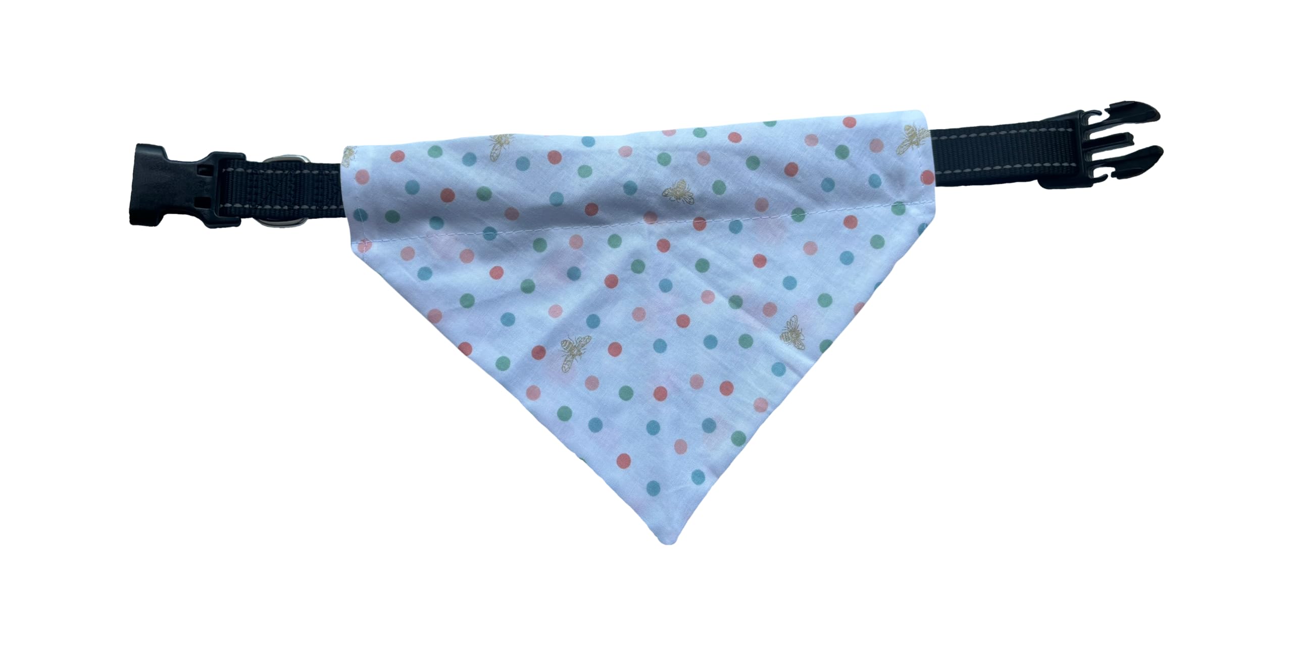 Colorful Reversible Slip-On Dog Bandana - Plaid, Polka Dots & Bees Print - Adjustable for Small, Medium & Large Dogs (Peaches & Polka Dots, XS/S) - Perfect for Summer Outings, Pet Photos & Daily Walks