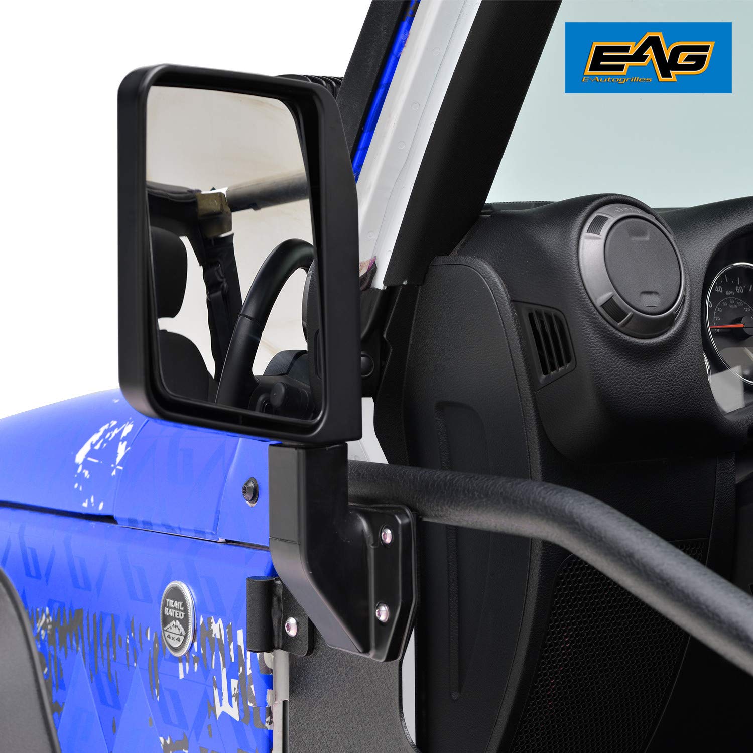 EAG Side View Mirror Pair - Military Grade Replacement for Jeep Wrangler CJ7 YJ TJ JK JL & Gladiator JT & Cherokee XJ - Durable Off-Road Mirrors for Enhanced Visibility