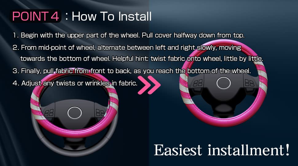 Universal 14-15 Inch Steering Wheel Cover - Easy Installation, Non-Slip Grip (Mita Pinks) | Perfect for Cars, Trucks & SUVs - Enhance Driving Comfort & Style