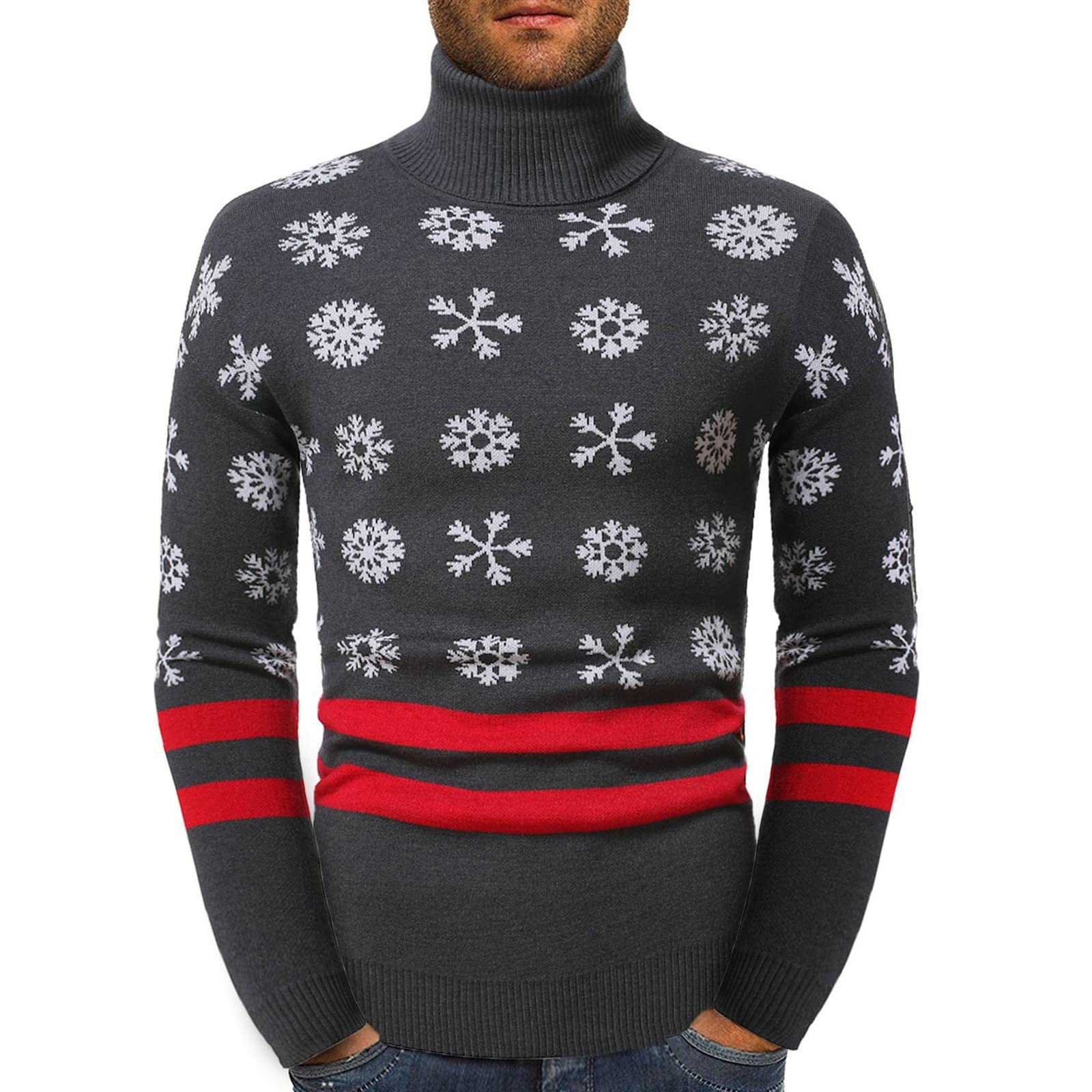 Men's Winter Turtleneck Sweater - European & American Style Christmas Snowflake Knit Pullover for Toddler & Kids | Cozy Cold Weather Layering & Holiday Outfit