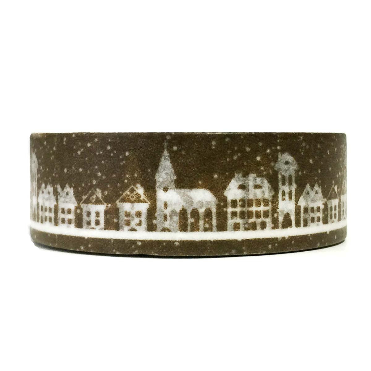 Wrapables Colorful Washi Masking Tape - Snowy Townscape Design for Scrapbooking, Journaling & DIY Crafts - Decorative Adhesive Tape for Gift Wrapping, Bullet Journals & Home Decor