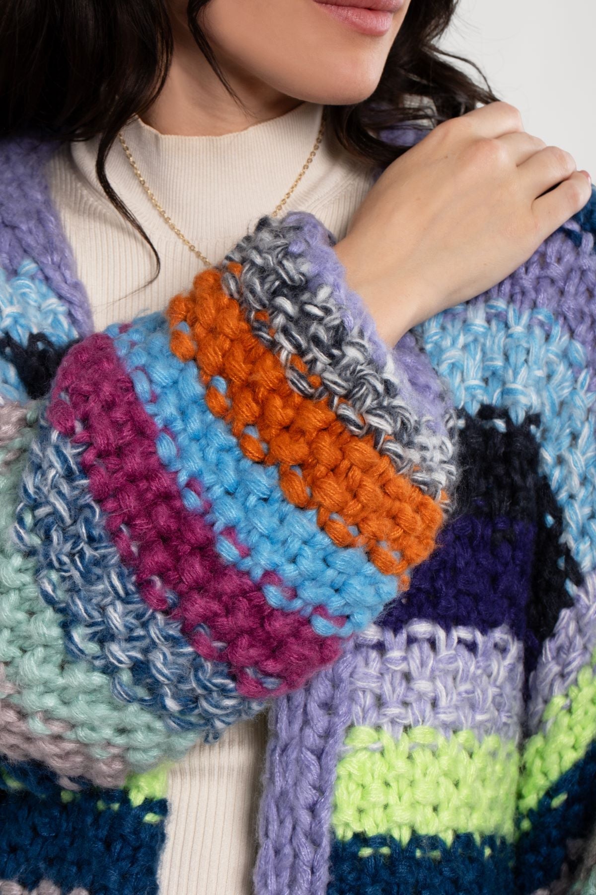 Rainbow Knitted Cardigan for Women - Soft Cozy Oversized Sweater - Perfect for Fall, Winter & Spring - Office, Casual & Home Wear
